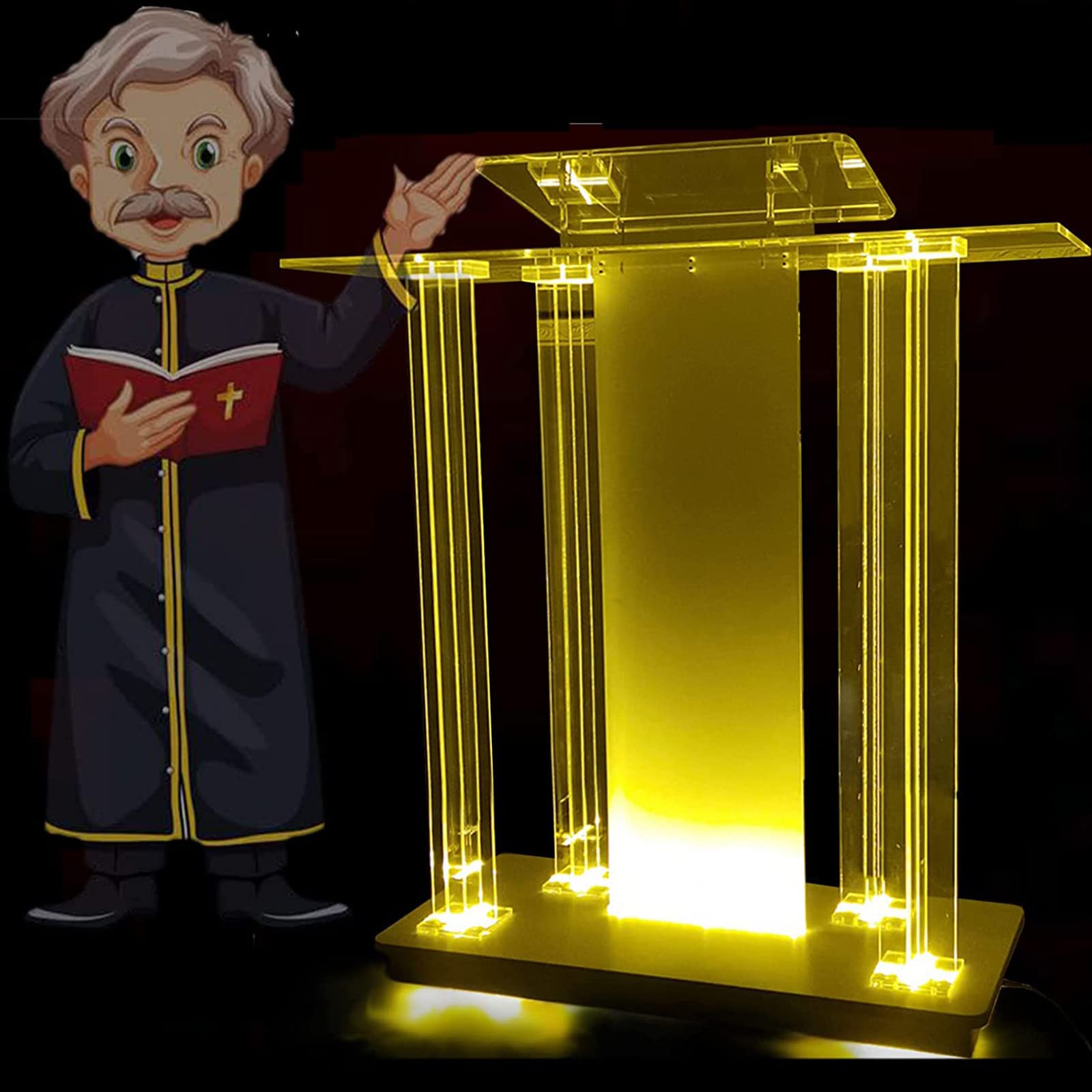 Buy Podium Table,Acrylic Podium with Light Podium Stand for LED Church