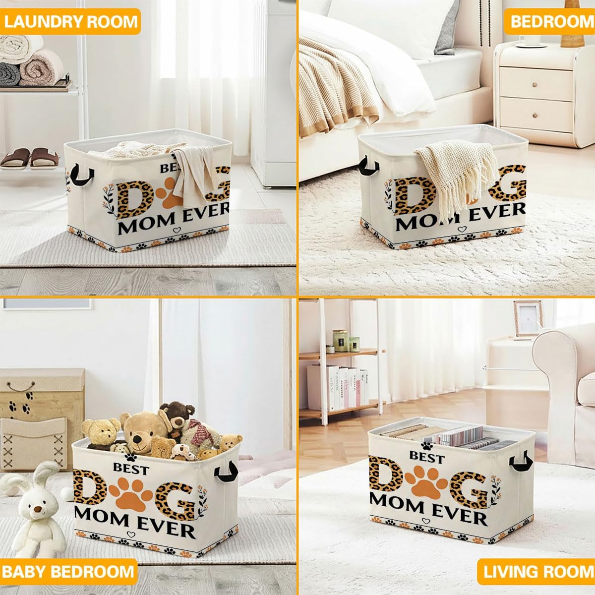 Dog Themed Foldable Laundry Basket Hamper with Handles, 56L Large Capacity Toy Storage Organizer, Collapsible Clothes Hamper for Home Decor and Bedroom Organization.