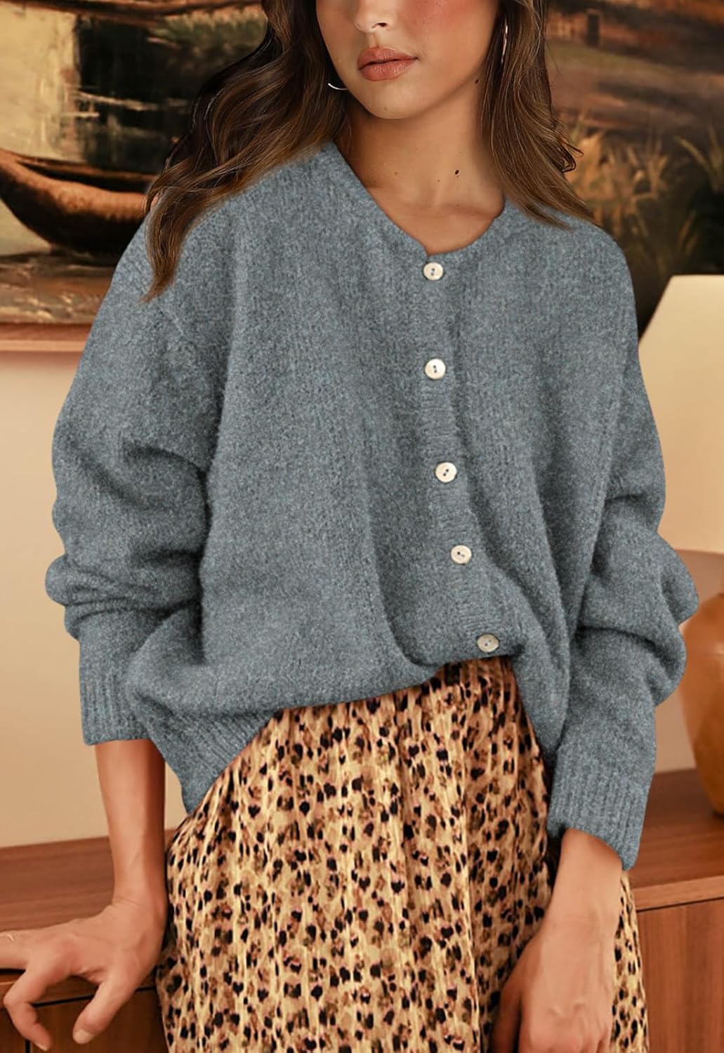 PRETTYGARDEN Long Sleeve Crewneck Button Down Womens Sweaters Spring Open Front Chunky Cardigan Sweaters for Women 2026 - Image 6