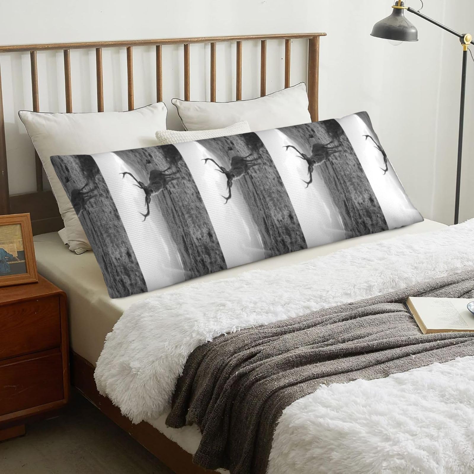 Funny Deer, Body Pillow Cover with Zipper,Long Body Pillowcase 20 x 60 in