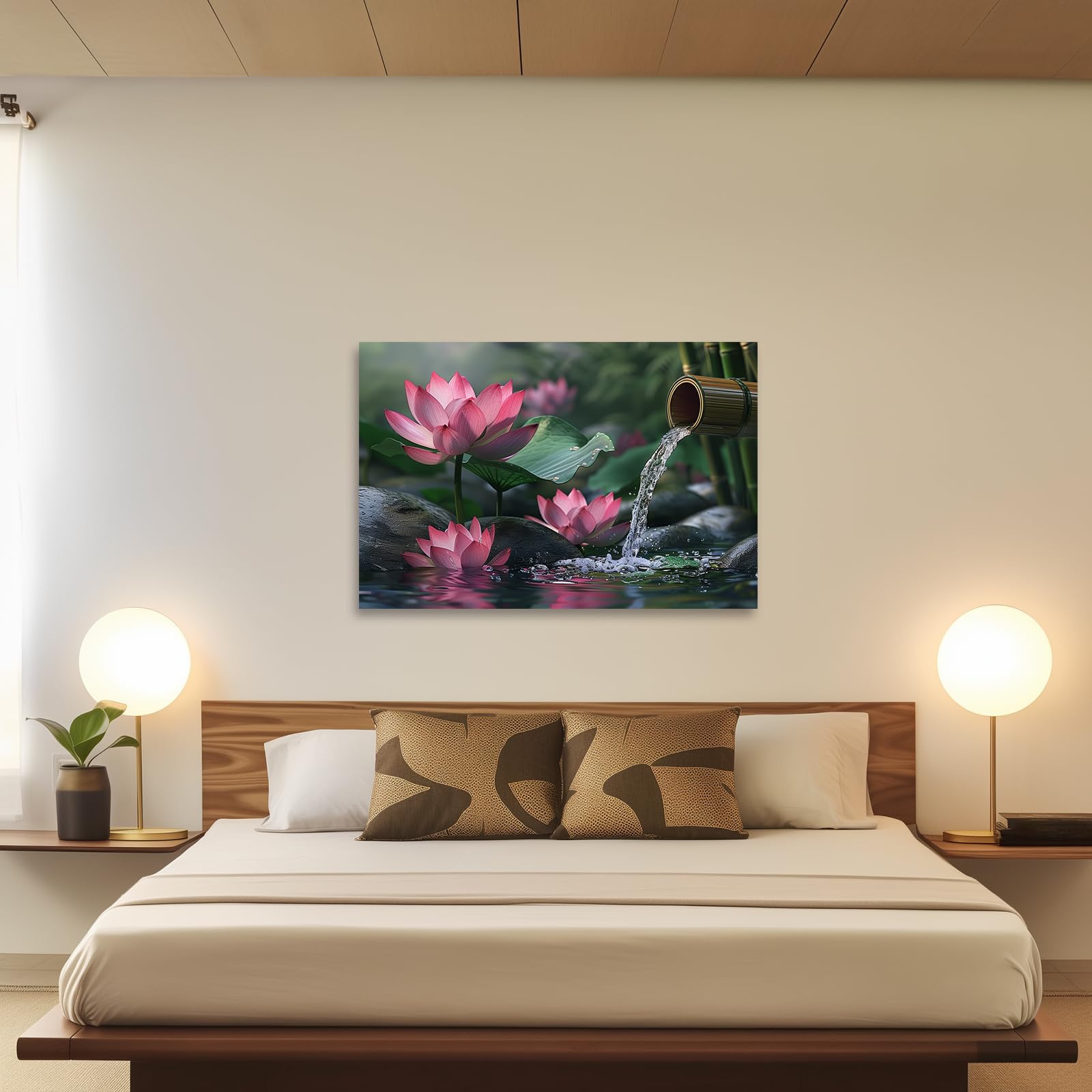 Amazon.co.jp: ZXHYWYM 禅キャンバス ウォールアート 蓮の花