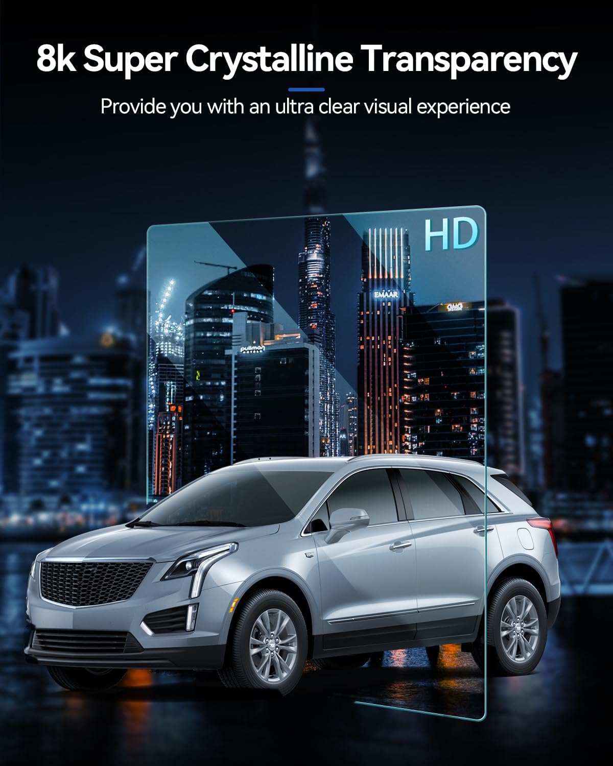 Car Screen Protector for 2015-2023 2024 2025 Cadillac XT5 & 2019-2024 2025 Cadillac XT6 Accessories Navigation Touchscreen Protector Film Tempered Glass HD Clear 8’’