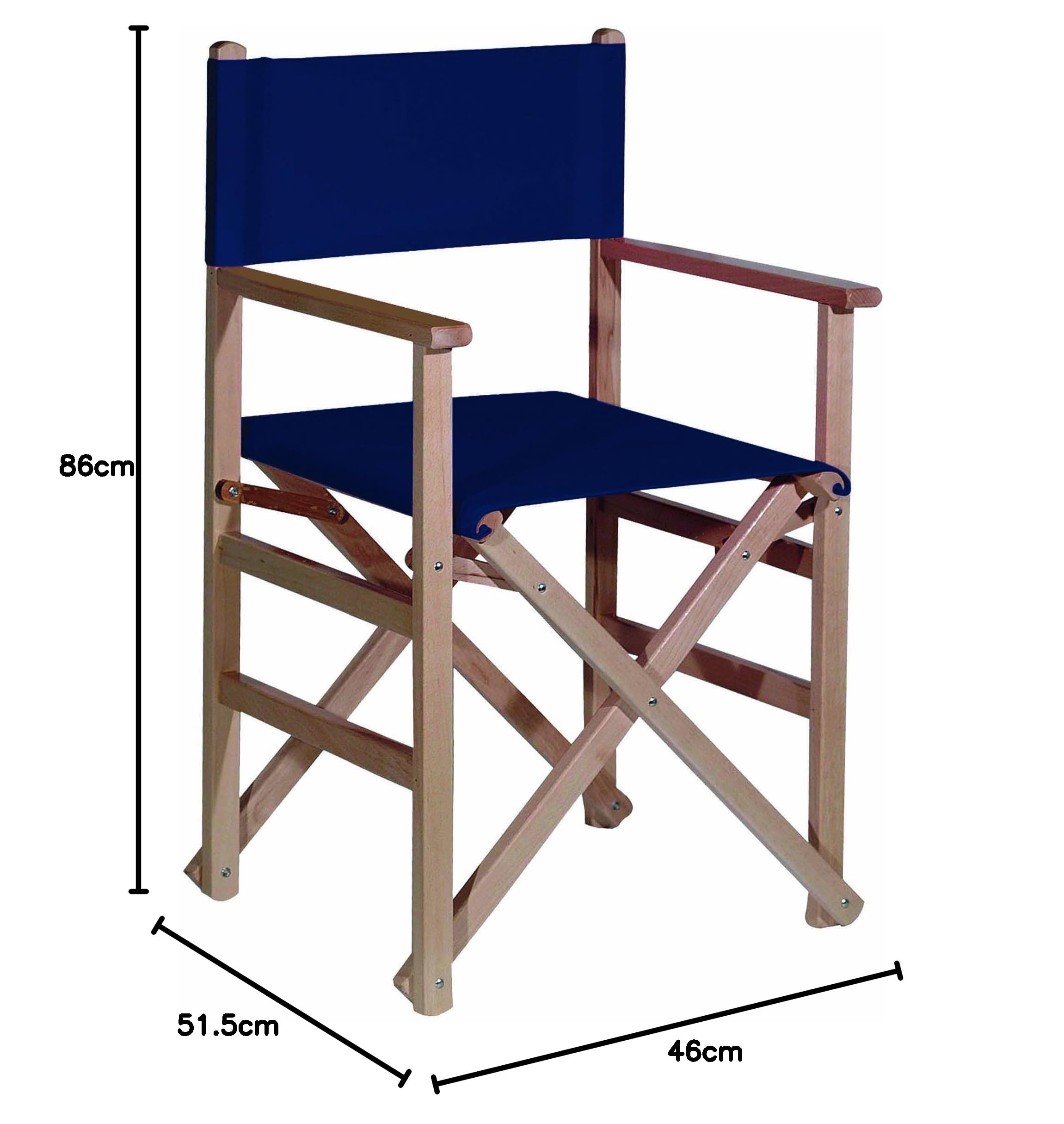 Aranaz - Sillón Director Plegable Sin Barniz Lona, Azul Marino