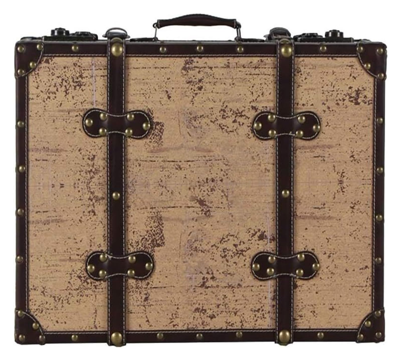 Maleta Retro, baúl de Madera Antiguo, Caja Decorativa de Almacenamiento de Equipaje, Maleta de embarque para Viajes, escaparate, Accesorios de fotografía (B-61X21X40CM)