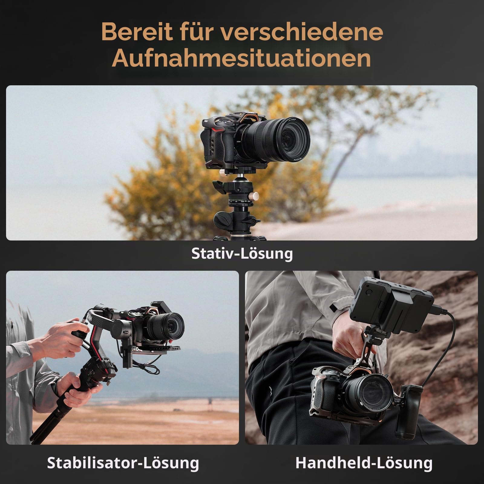 SMALLRIG Night Eagle Z6III Camera Cage Kamerakäfig für Nikon Z6 III, Vollkäfig aus Aluminiumlegierung, mit Schnellwechselplatte für Arca-Swiss und Blitzschuhhalterung für Mikrofon und Licht - 4521