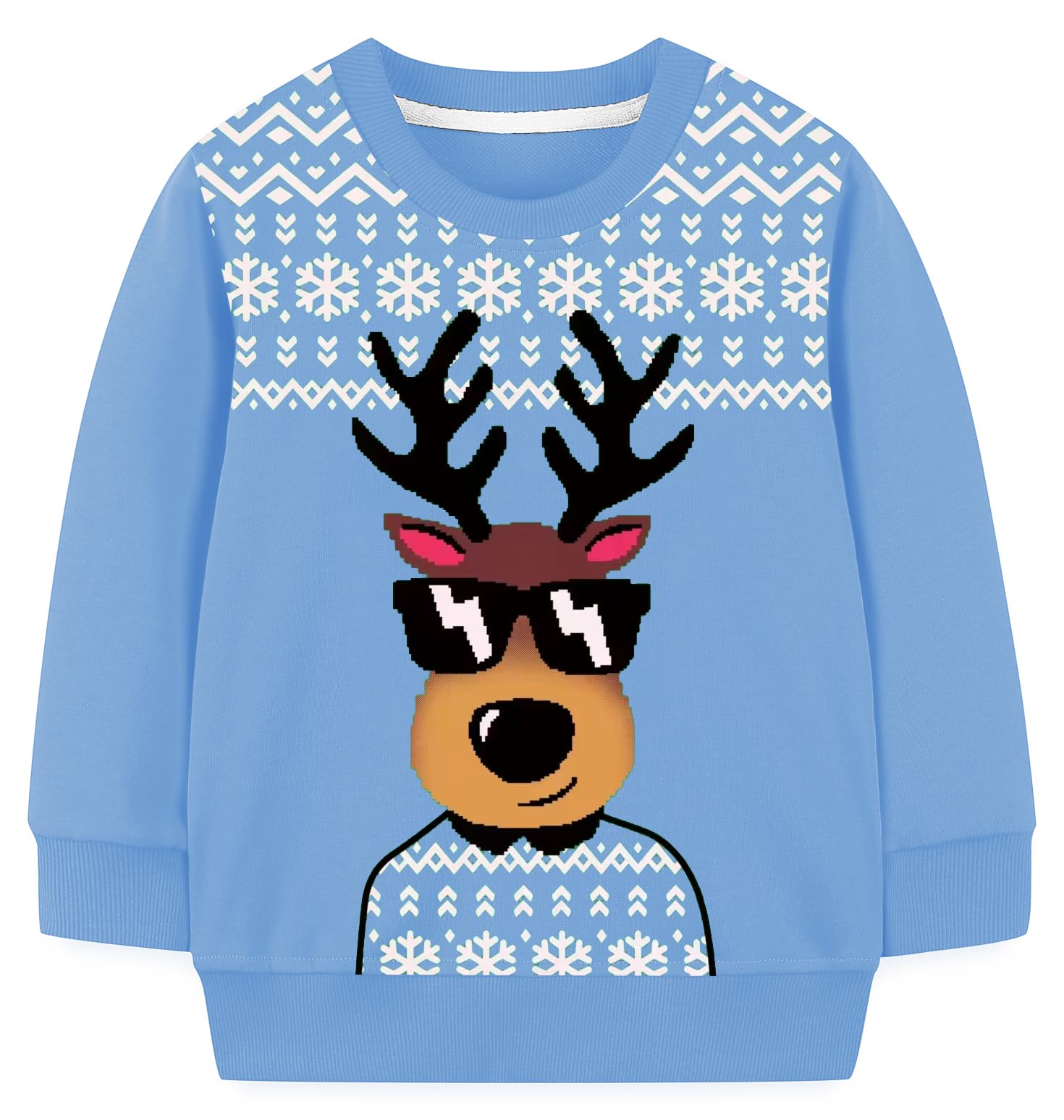 Mrocioa Toddler Boy Girls Sweatshirt Ugly Christmas Sweater Reindeer Shirt Kids Xmas Pullover Sweater Tops 2-7T