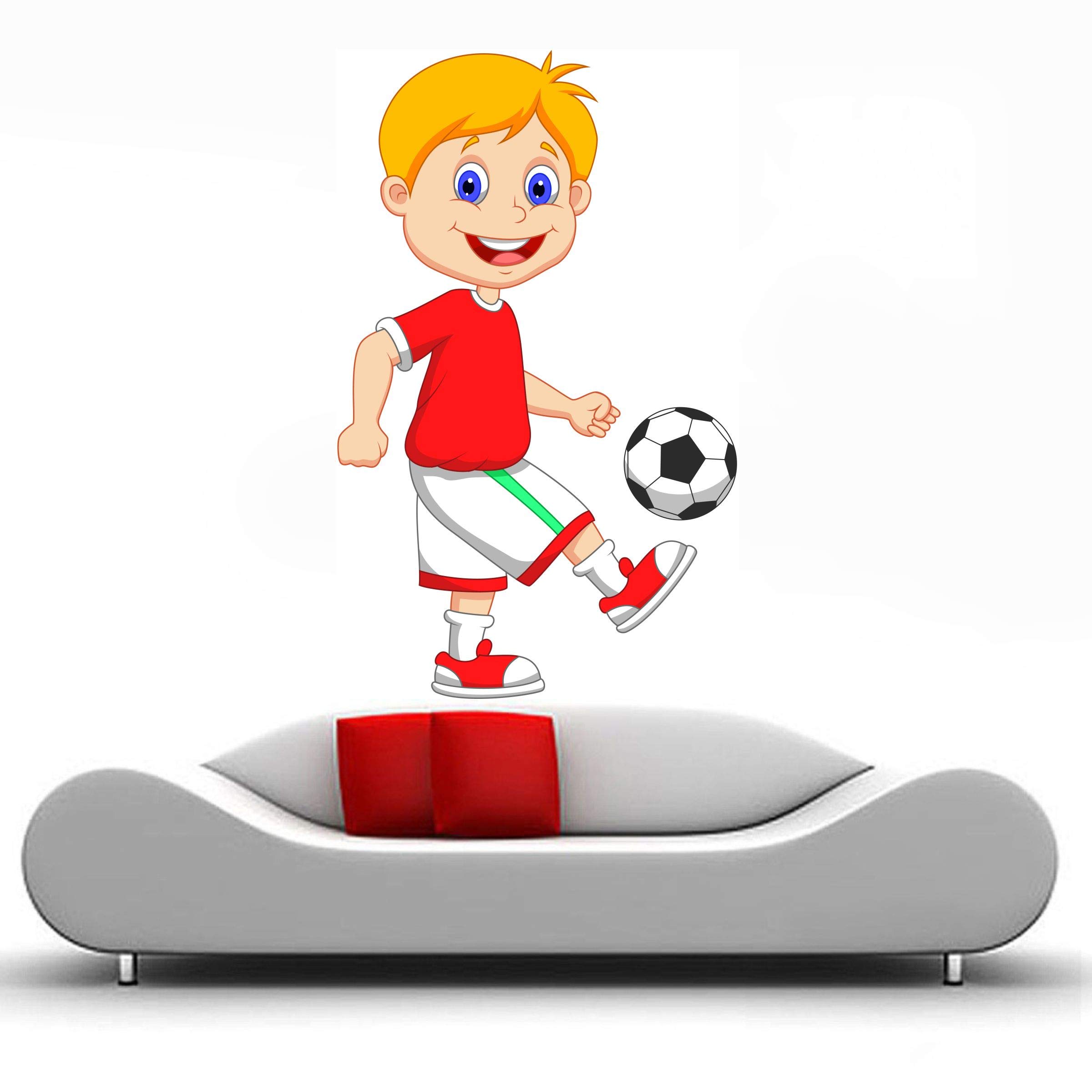 DECOR KAFE Cartoon boy Playing Soccer Multicolor Wall Sticker ( 90 X 56 cm ) (B07QJWMCJC) Amazon Price History, Amazon Price Tracker