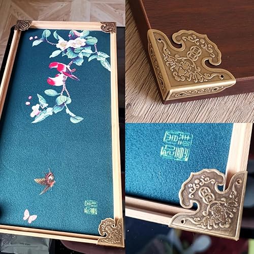 Miniatura 6 de Box - Protector de esquina de metal, 4 unidades, protector de esquina decorativo de metal, protector de seguridad para gabinete, parachoques de