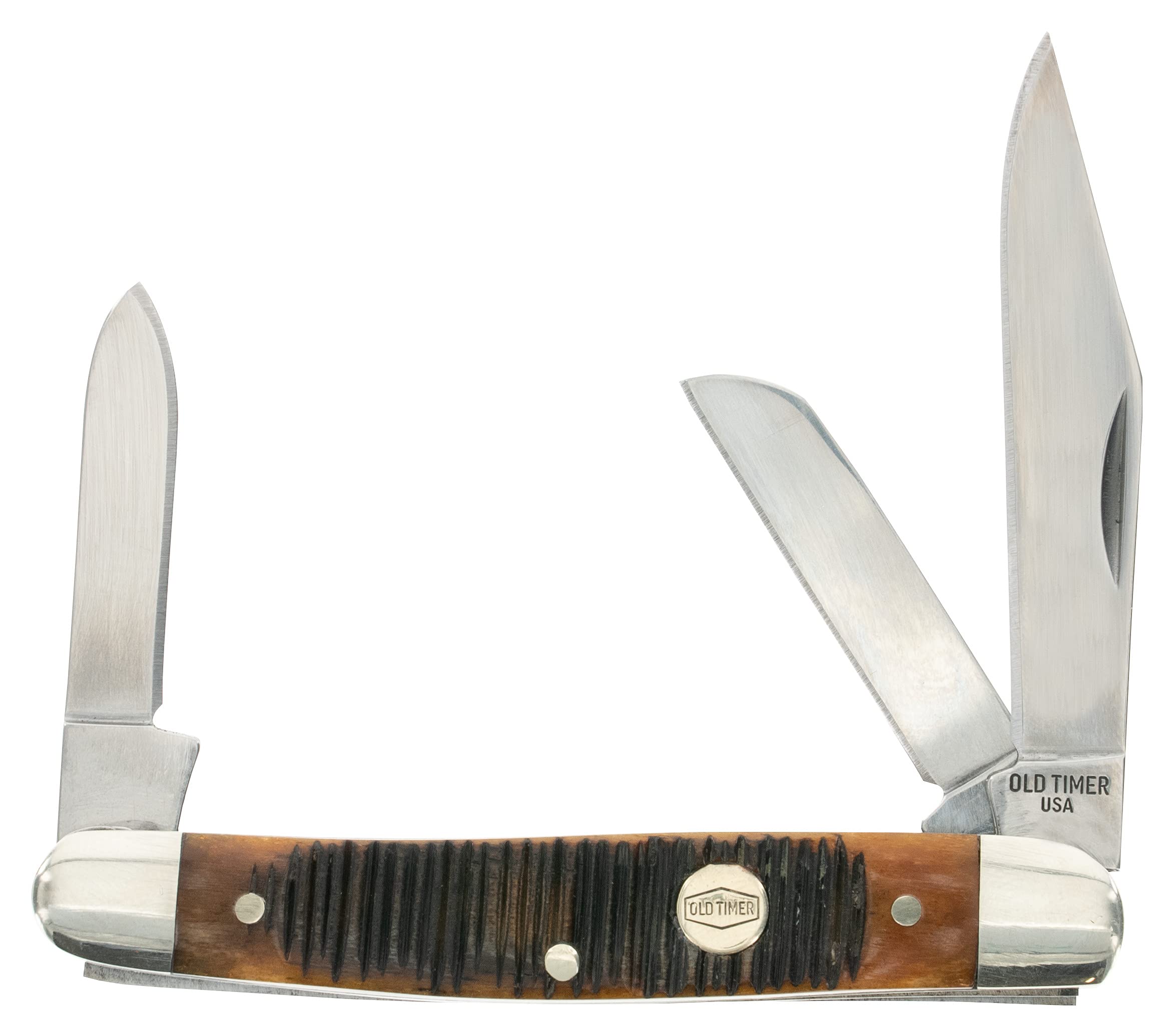 Generational USA Series Traditional Fixed and Folding Knives with 1095 HC Stainless Steel Blades, Sawcut Bone Handles, and Made in USA for Hunting, Skinning, EDC, Field Dressing, and Outdoor