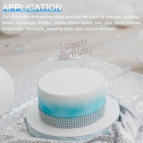 Miniatura 7 de uxcell 6 Roll 33 Yards 3MM Crystal Rhinestone Close Chain Trim, Sew on Crystal Rhinestone Chain Trim for Sewing Crafts Wedding Party DIY Decoration,