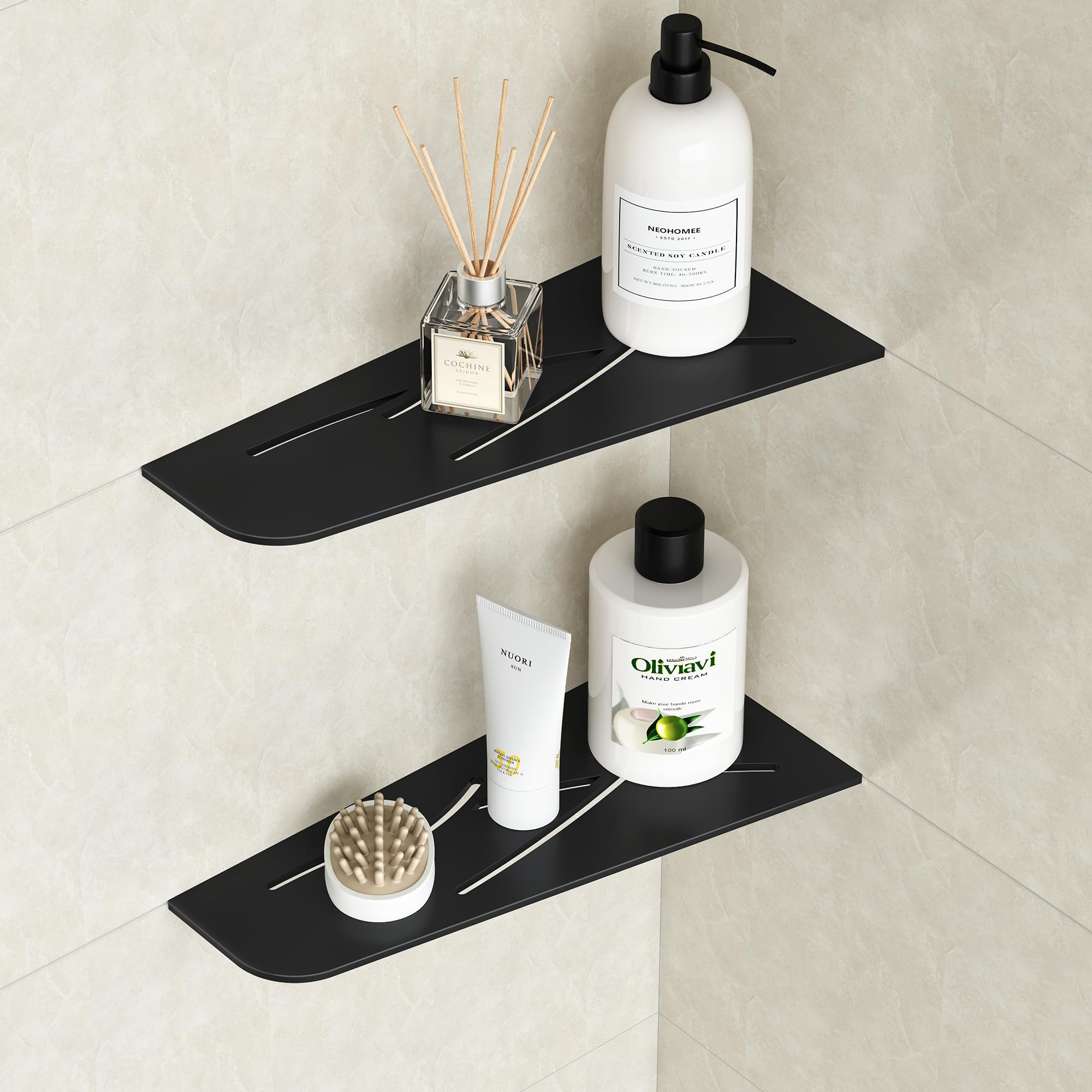 Étagère de douche d'angle acier inoxydable 304 noir mat serviteur premium de salle de bain