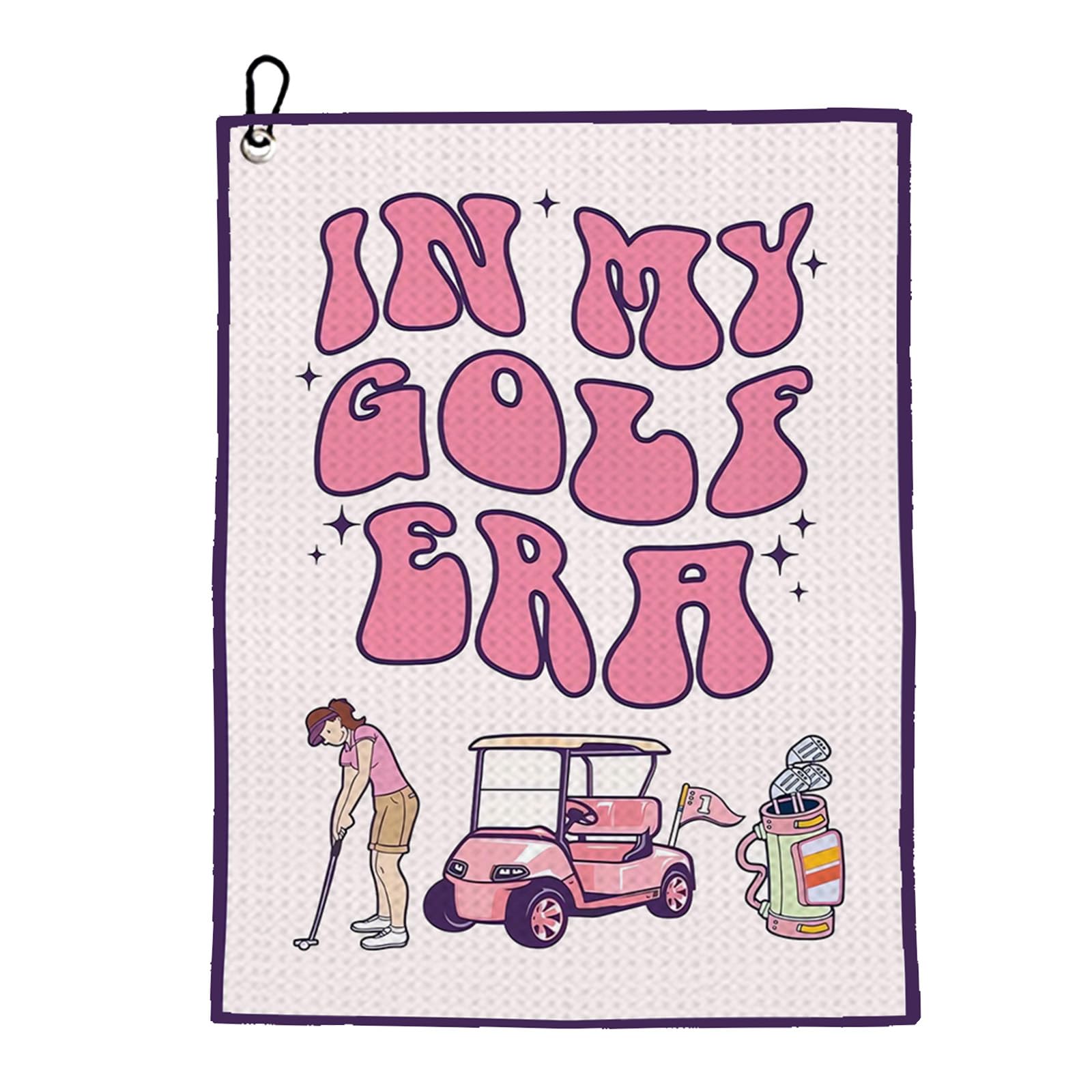 CZXCV Microfiber Golf Towel with Clip for Golf Bags, Large Pink Funny Golf Accessories for Women Golfers, Birthday for Ladies Mom Sister, Printed in My Golf Era