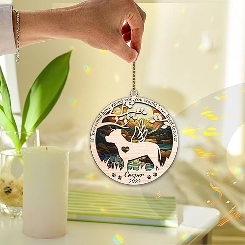 Vista 5 de Hyturtle Atrapasoles conmemorativo para perros, nombre personalizado, fecha, razas de perros, atrapasoles de pérdida de mascotas, atrapasoles de luz