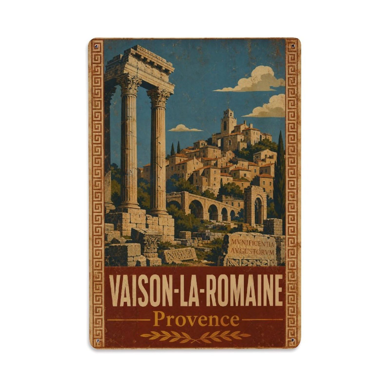 Gead 8X12inch Style Vintage Travel Vaison Provence Roman Metal Tin Sign