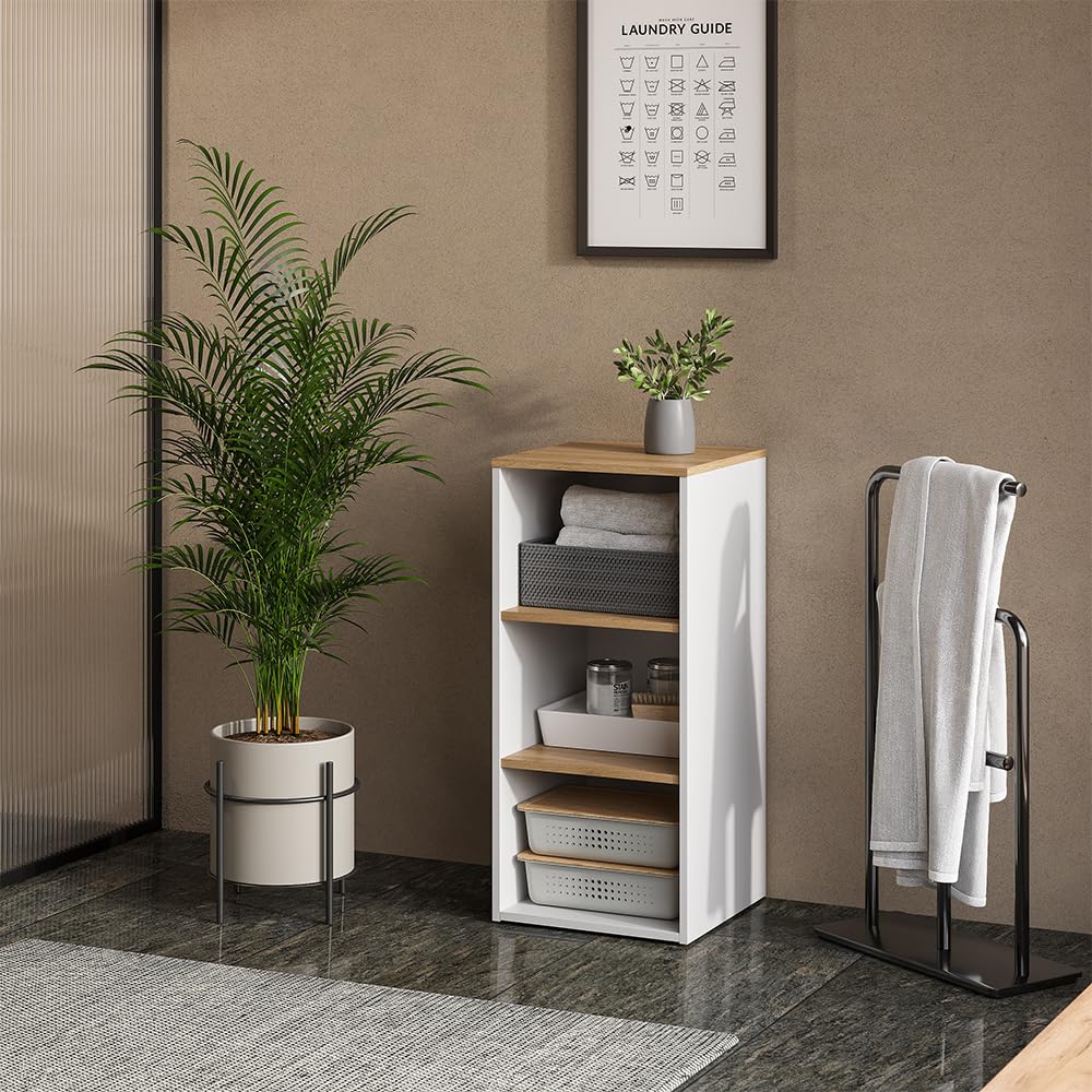 Vicco Meuble Salle de Bain Viktor, Blanc/Artisan, 40.2x88.2cm