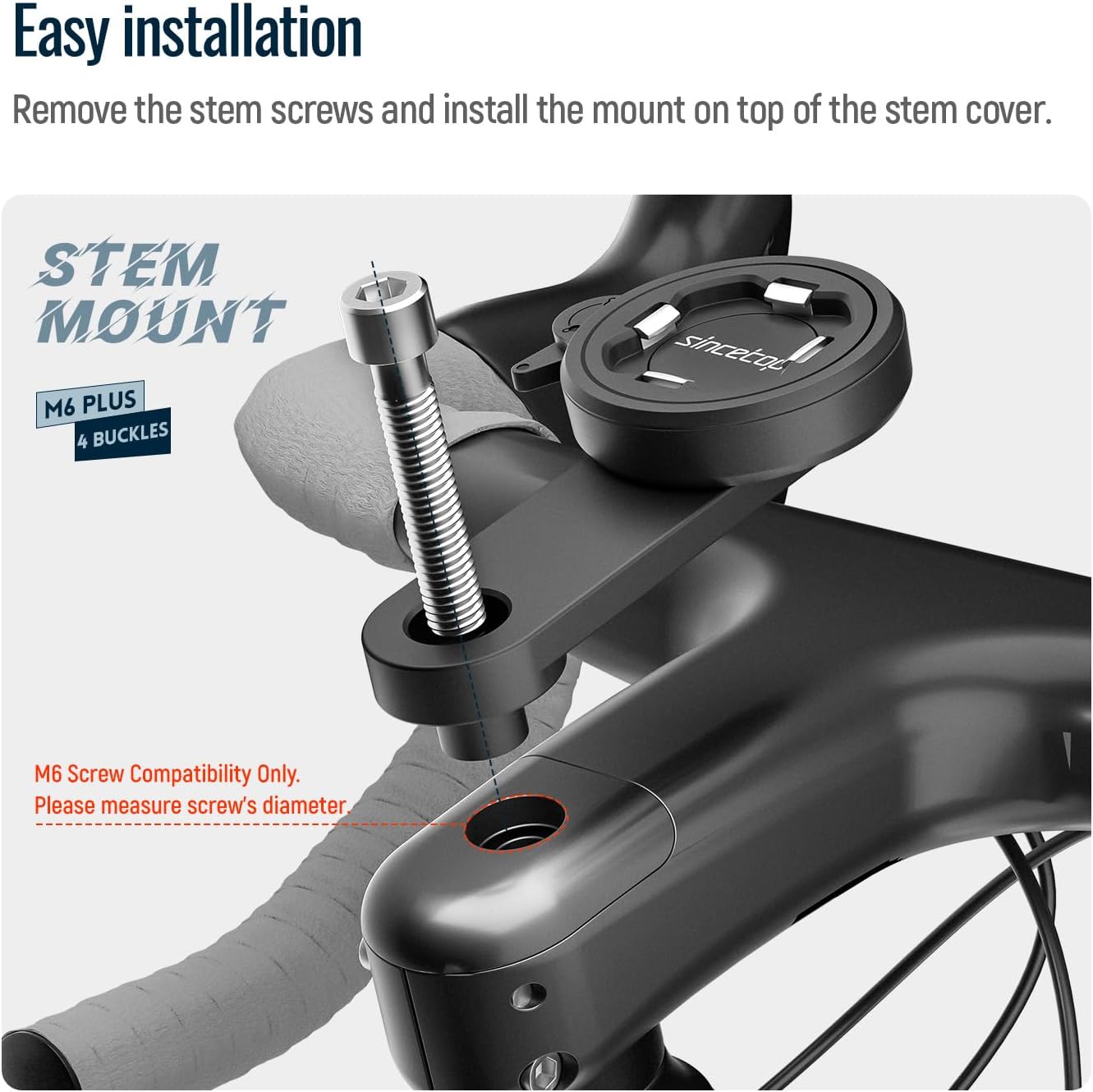 sincetop Bike Phone Mount,Mountain Bicycle Stem Cap Phone Holder,Universal Aluminum Handlebar Phone Clamp,MTB Road Bike Cycling Mobile Phone Clip,Quick Attach/Release 【Series C-2nd Gen】