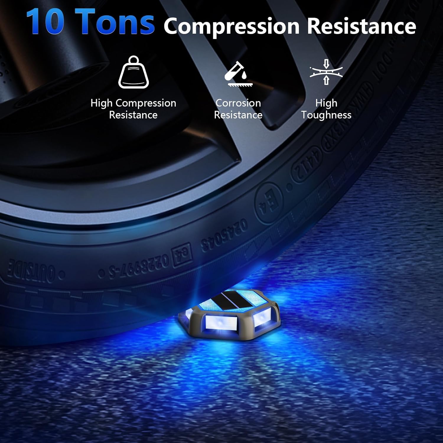 T-SUN Solar Driveway Lights Outdoor 12 Pack, Waterproof Deck Lights LED Blue Driveway Marker Light for Step Garden Sidewalk Stair Ground Pathway