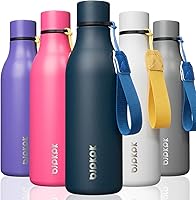 Vista 298 de BJPKPK Botellas de agua aisladas, botella de agua de metal de acero inoxidable de 18 onzas con correa, termo a prueba de fugas sin BPA, tazas