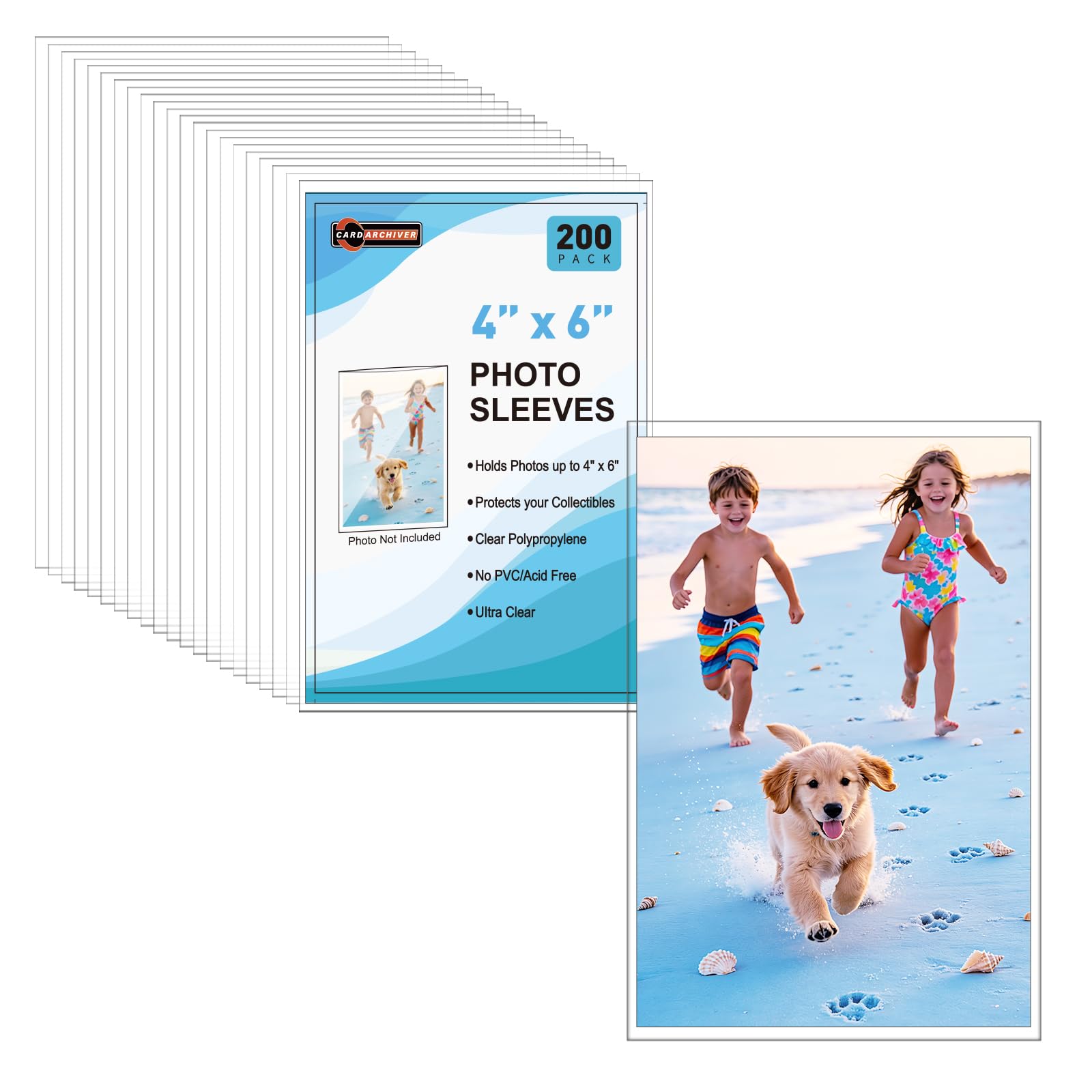 Photo 1 of 4x6 Photo Sleeves, Soft & Clear Archival Safe Protectors, 200 Pack