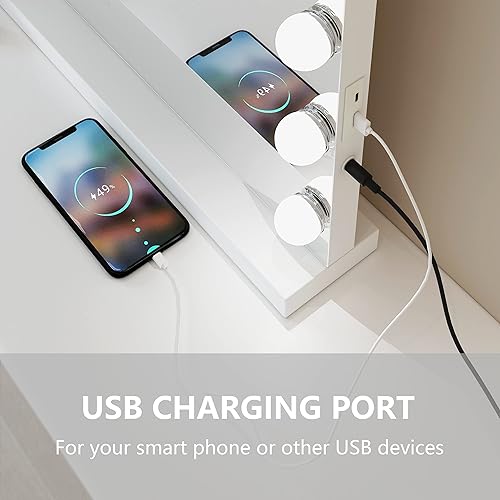 Miniatura 5 de Hollywood Espejo de maquillaje de tocador con 17 luces LED brillantes 236 x 196 pulgadas tocador sin marco espejo cosmético de 3 modos de