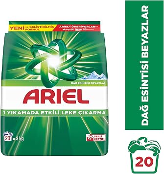 Ariel Dağ Esintisi Beyazlar Toz Çamaşır Deterjanı 3 Kg 20 Yıkama