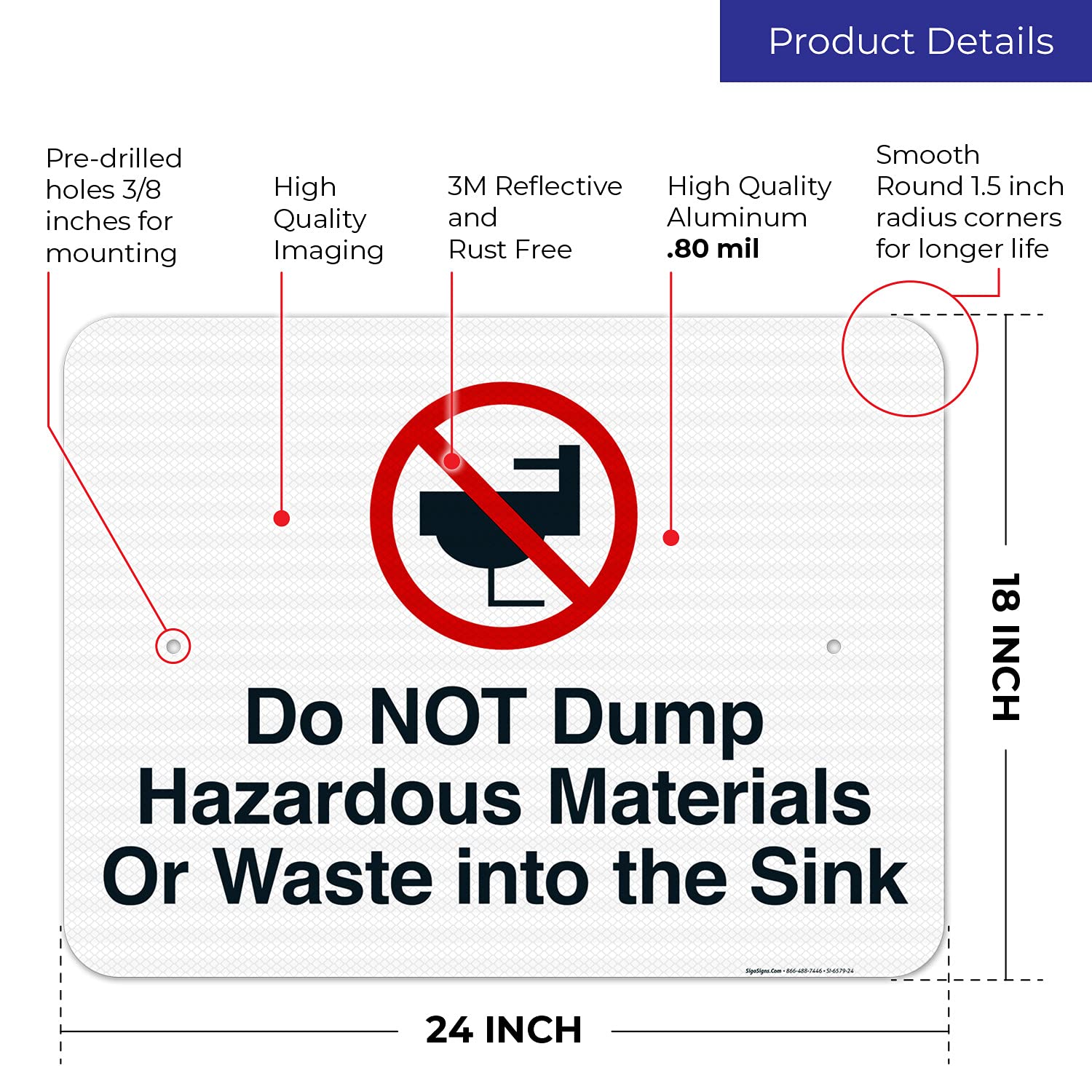 24x30 Inch Marine Warning Sign - 24x30 Inch Reflective Aluminum ...