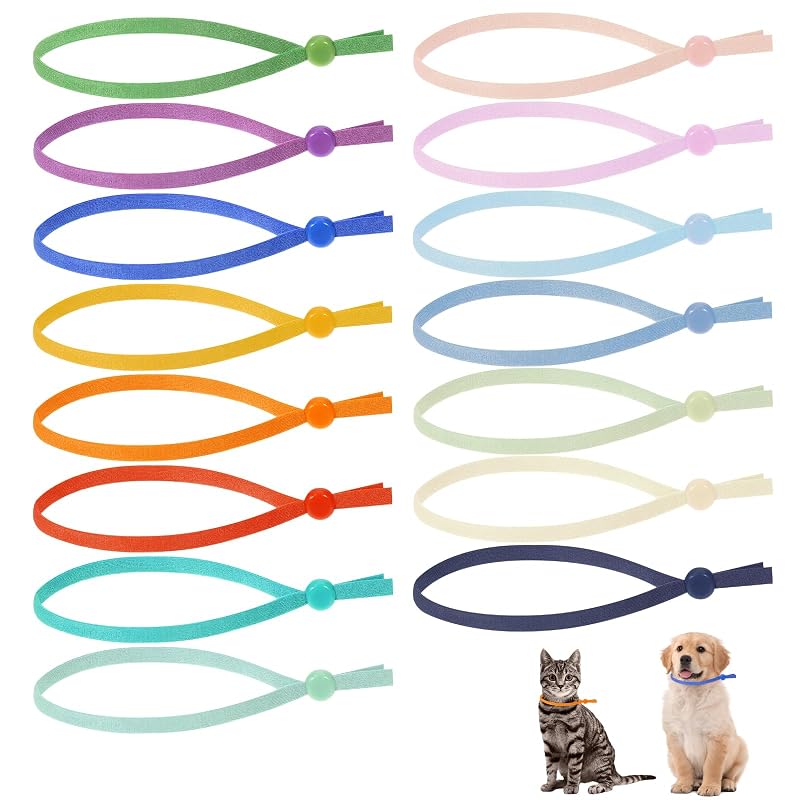 75 Coleiras Elásticas de Identificação para Filhotes Xthrotsenk, 15 Cores, Fecho Break Away, 11 cm