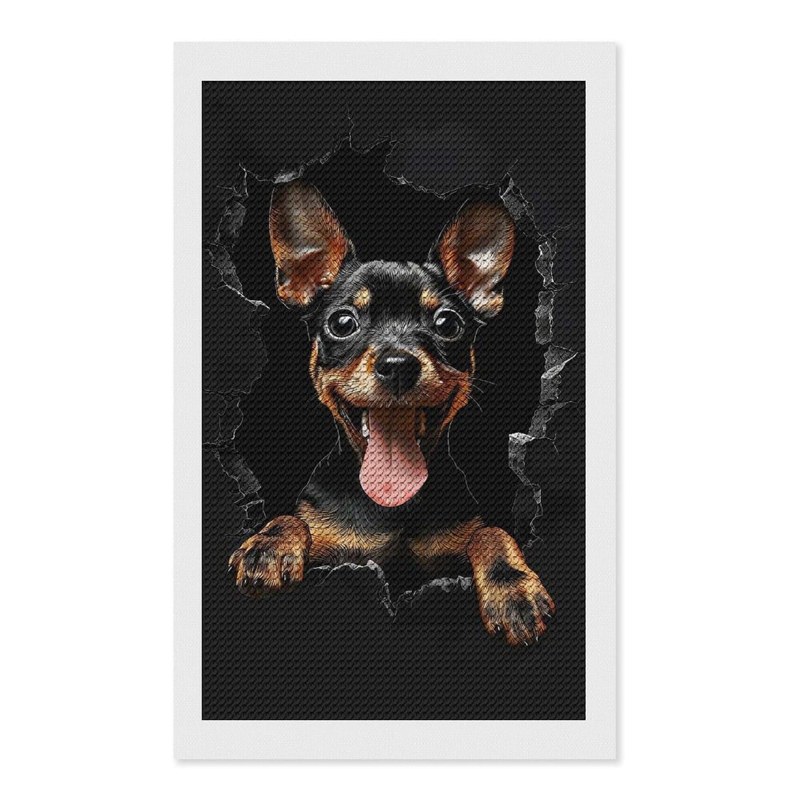 Junmoney Manchester Terrier Diamond Painting Canvas Set 12"x20", for Adults, Bedroom Decor, Good for Quiet Evenings, Festive Craft Gift