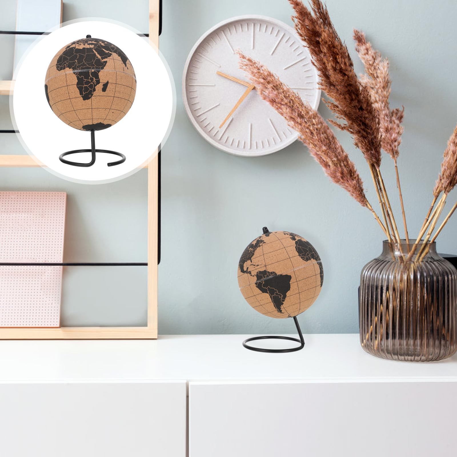 Globo Terráqueo Herramienta Educativa y Material Sintético de Escritorio Soporte Resistente Adecuado para Decoración de Oficina y Exploradores Infantiles