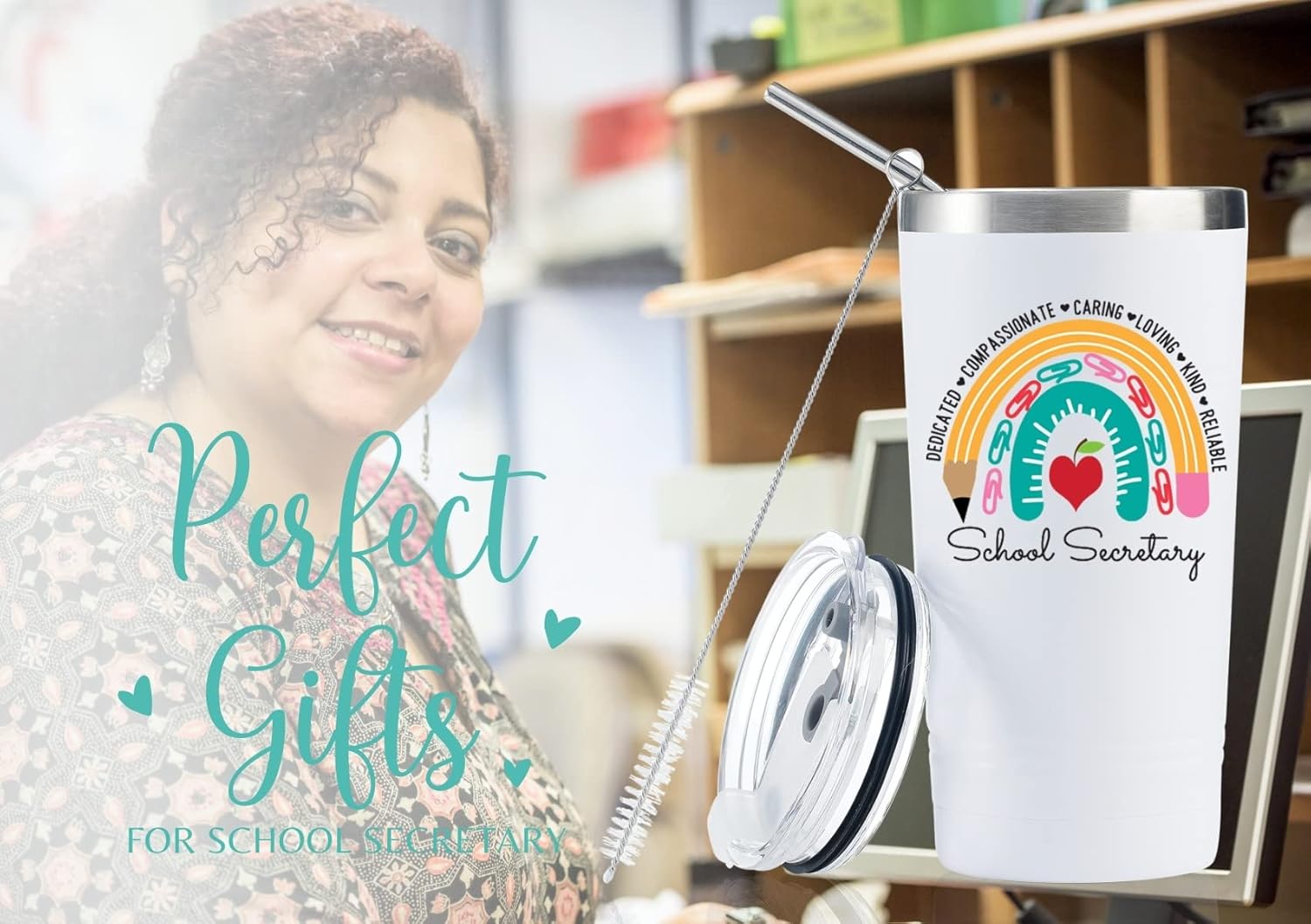 Onebttl School Secretary Gifts for Woman, Funny Administrative Professional Day Gifts for Appreciation, Christmas, Birthday, 20oz Stainless Steel Insulated Travel Coffee Mug - Image 2