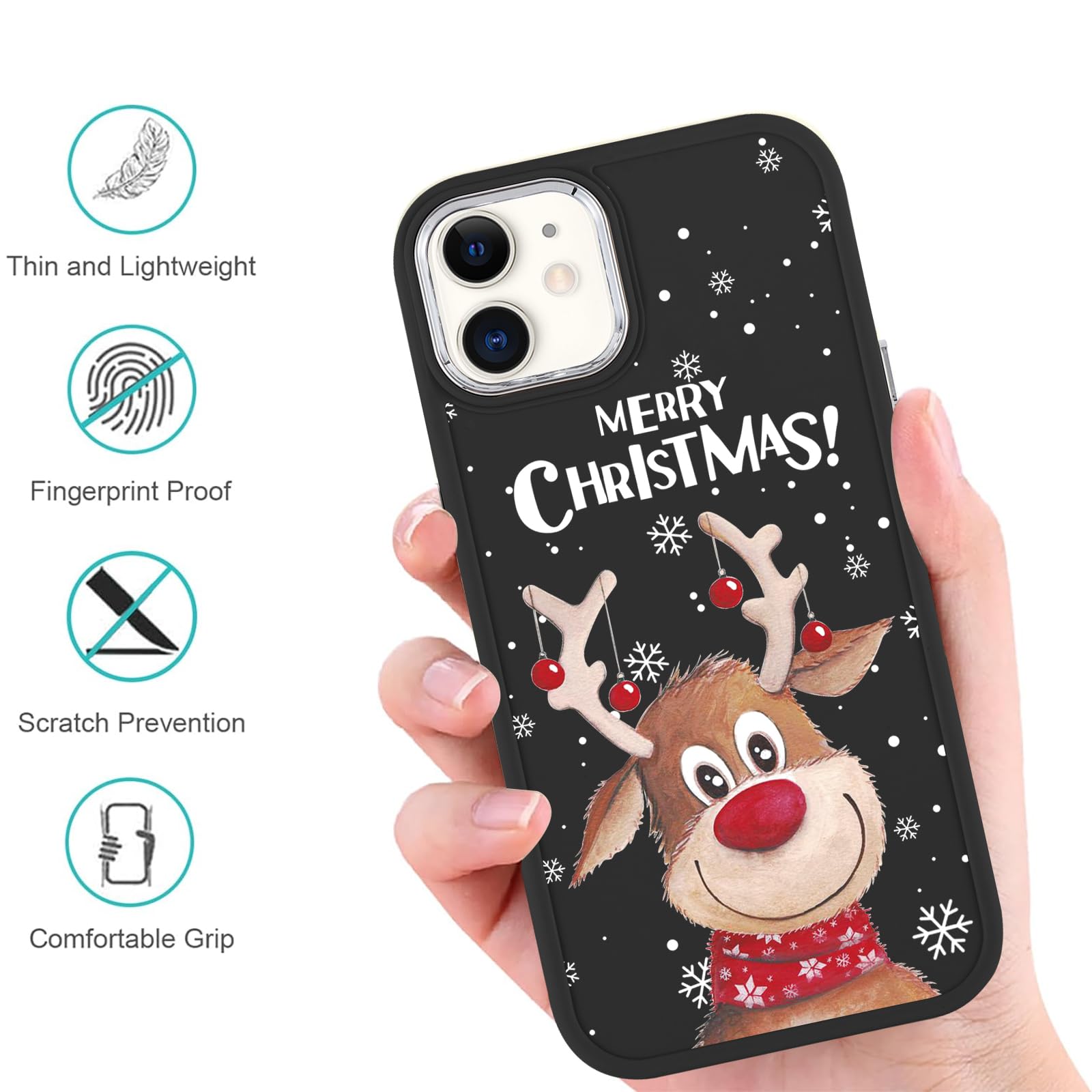 Yoedge 2 X Noël Coque Pour Apple IPhone 15 0", Transparente Étui De Téléphone Housse Avec Animé Motif Cadeau Femme Homme Cerf Aesthetic Christmas Case, TPU Antichoc Cover Pour IPhone 15