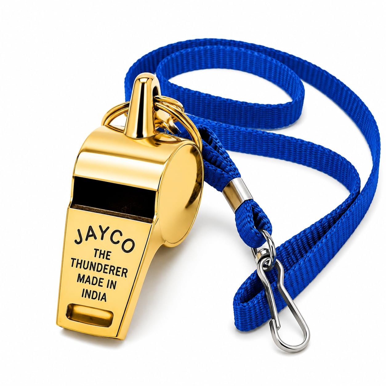 Brass Whistle with Lanyard, Professional Metal Coach Whistle, Loud Crisp Sound Emergency Safety Whistle, Golden Whistle for Police, Sports Coaches, Referees, Teachers & Hiking | Gold Finish, Blue Lanyard-picture-29