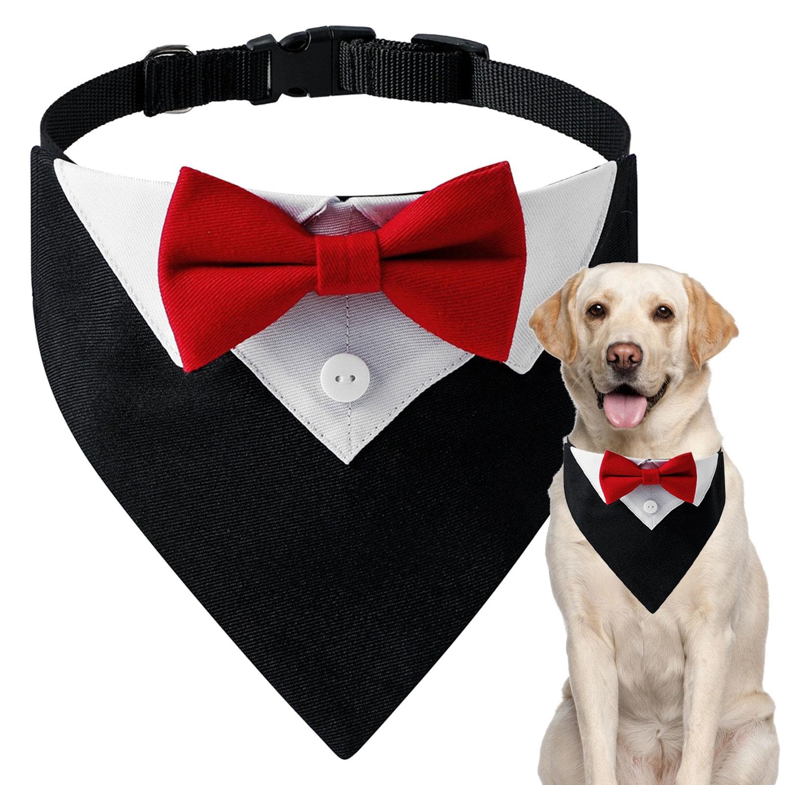 Collar de bandana de boda para perros,Collar de esmoquin para perros - Pañuelo para perro con pajarita para mascotas,Bandana ajustable, transpirable y formal para perros de boda, pajarita de boda para