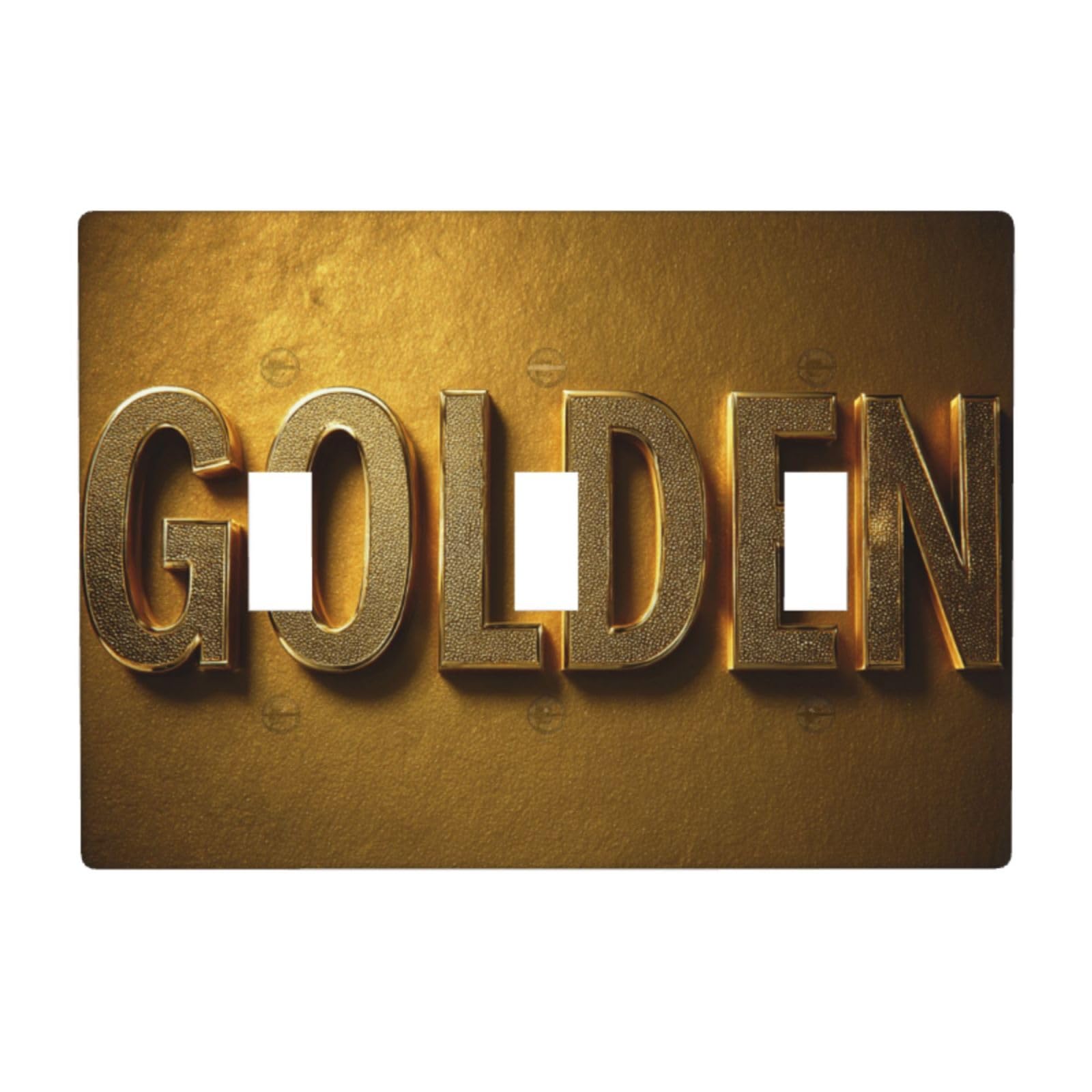Luxury Word Golden Metallic Gold Light Switch Covers 3 Gang Triple Toggle Wall Plate Switchplate Electrical Faceplate for Bathroom Kitchen Bedroom Decor