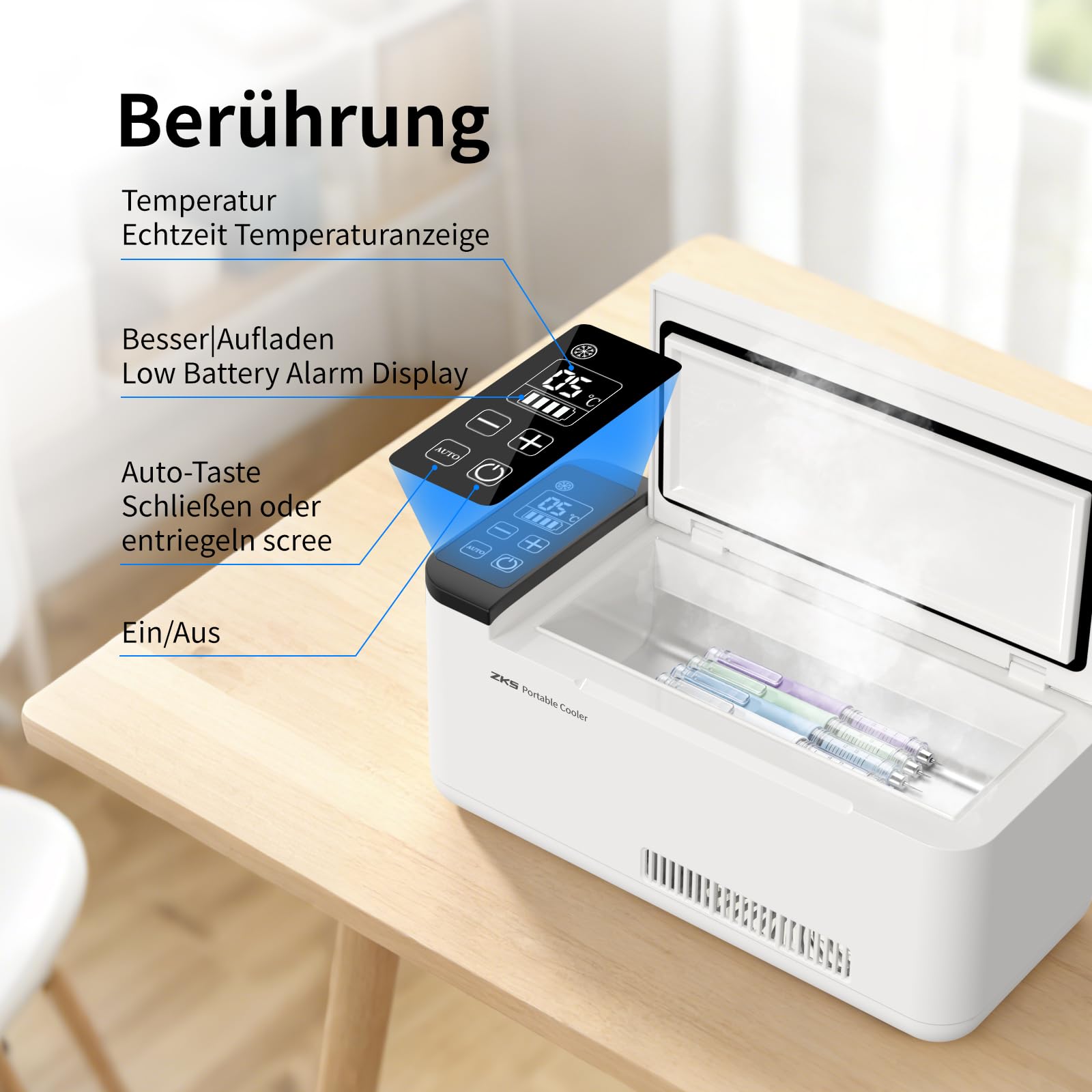Insulinkühler gekühlter Kasten Tragbare Insulin Kühlbox für Medikamente Mini Intelligente Elektrische Mini Kühlschrank für Auto Reise Zuhause