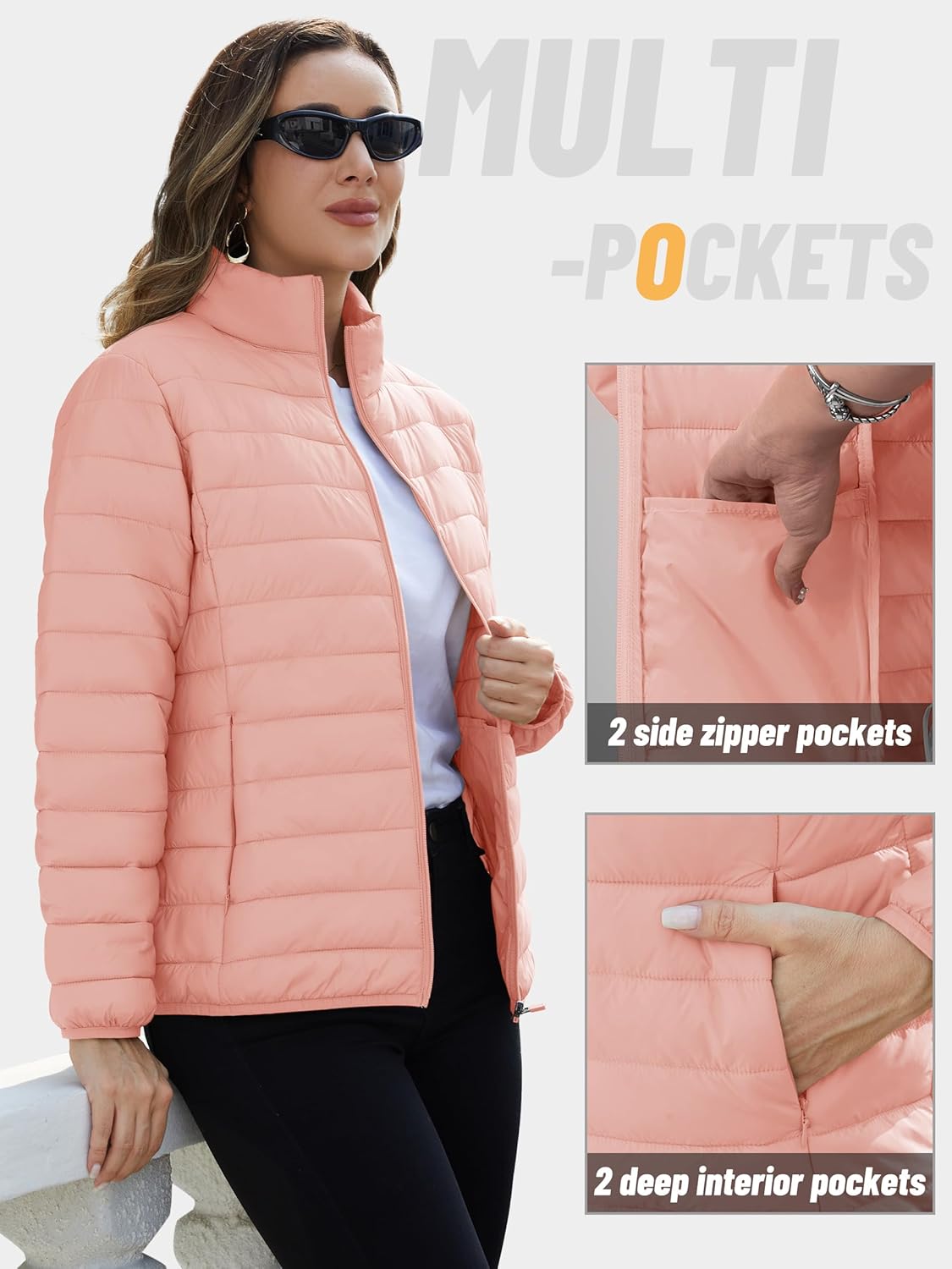 TACVASEN Women's Puffer Jackets Quilted Packable Puffy Coats Lightweight Winter Warm Zip Up Down Jacket Stand Collar - Image 6