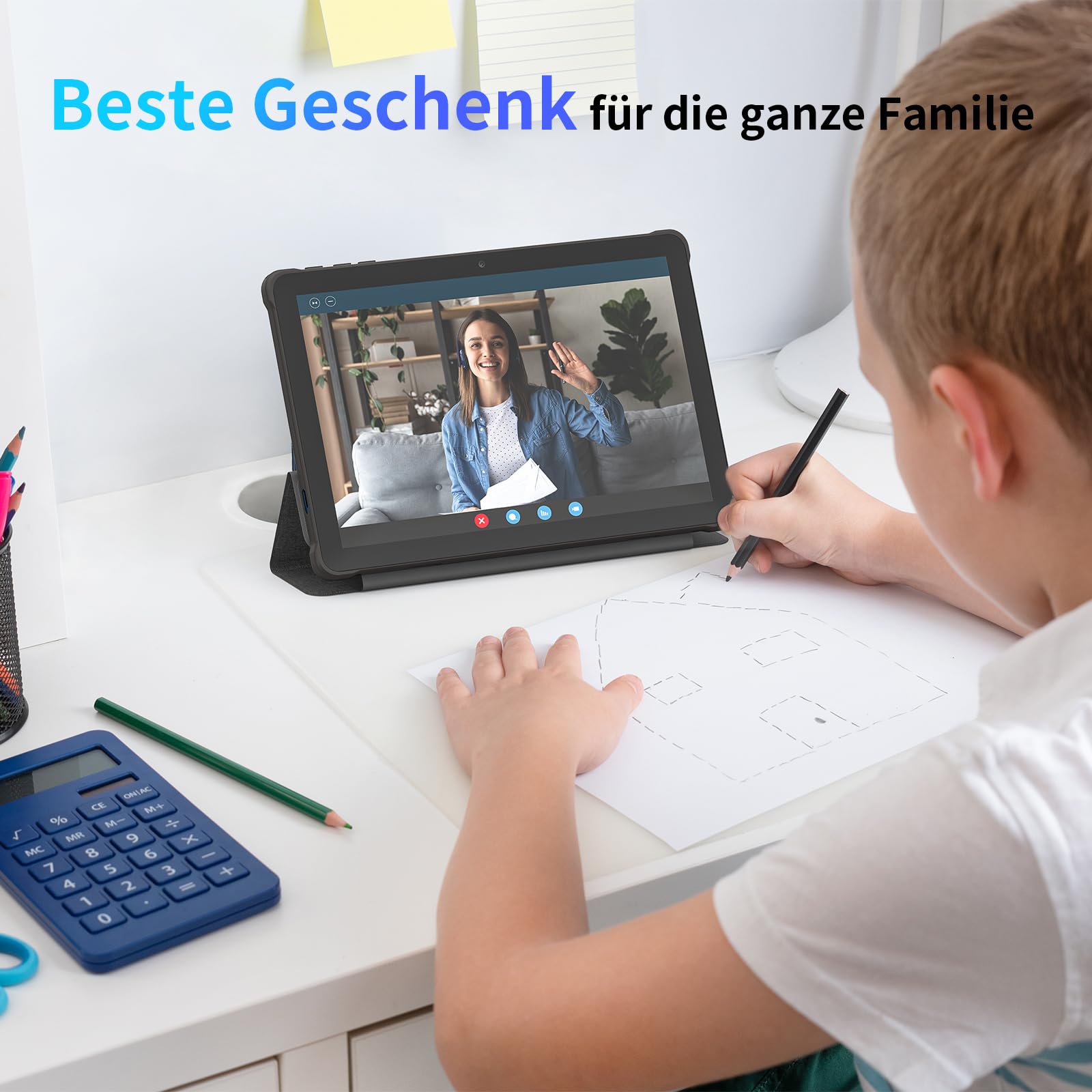 AWOW Tablet 10 Zoll Android 15: 2026 Neueste 7000mAh Octa-Core 8GB RAM+64GB 1TB TF Tablet PC mit WiFi 6 2.4G/5G Bluetooth 5.0 1280 * 800 FHD GMS Dual Kamera mit Hülle und Schutzfolie