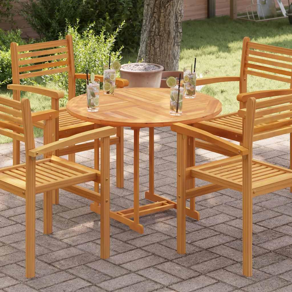 Round Tabletop, Natural Solid Teak Wood, 35.4 Inch Diameter, Durable Indoor Outdoor Surface for Dining Room, Cafe, Restaurant, Matte Finish
