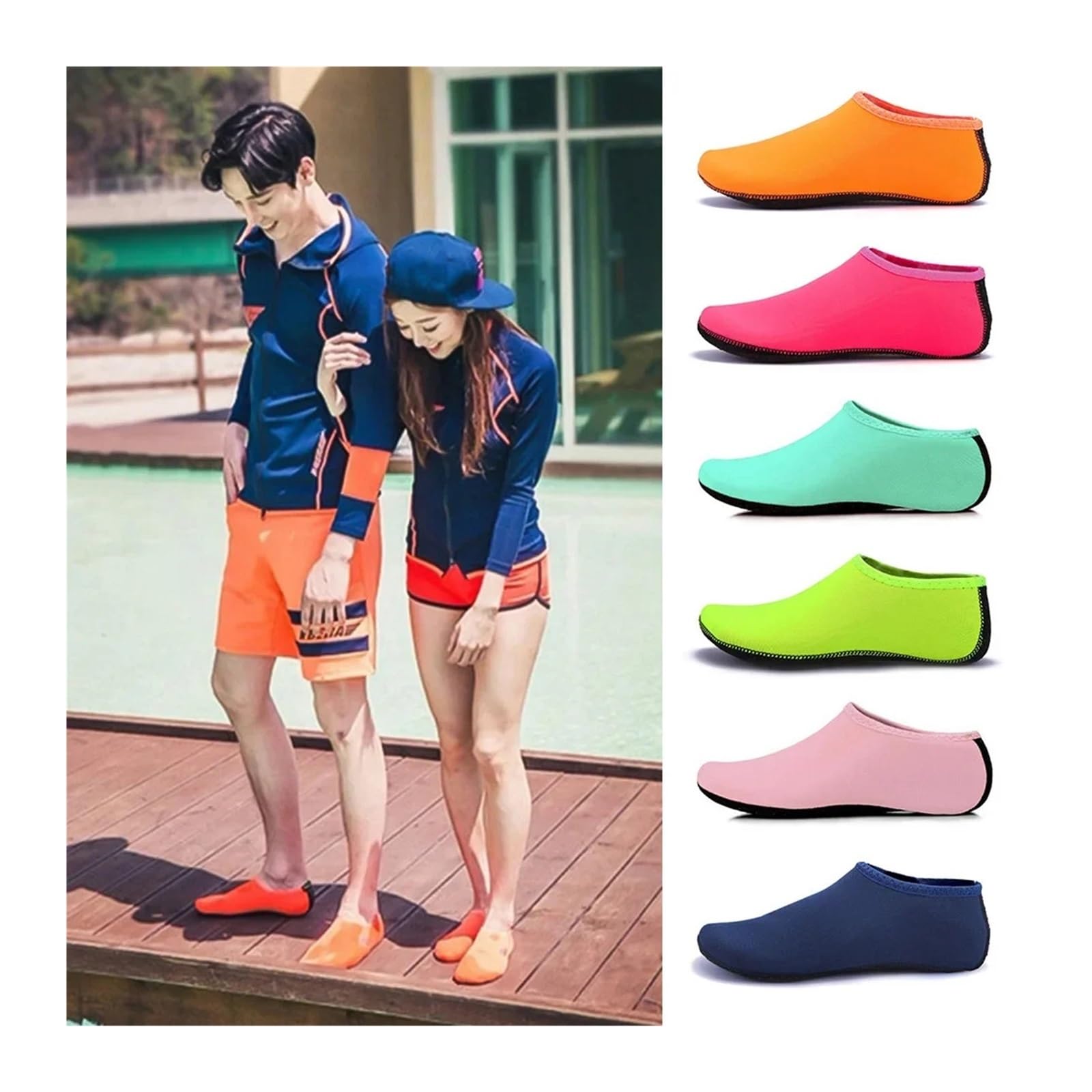 2 Paia Scarpe Da Acqua Unisex – Calzini Da Sub Antiscivolo, Leggere E Traspiranti, Per Spiaggia, Nuoto E Palestra (Blu Scuro, M)