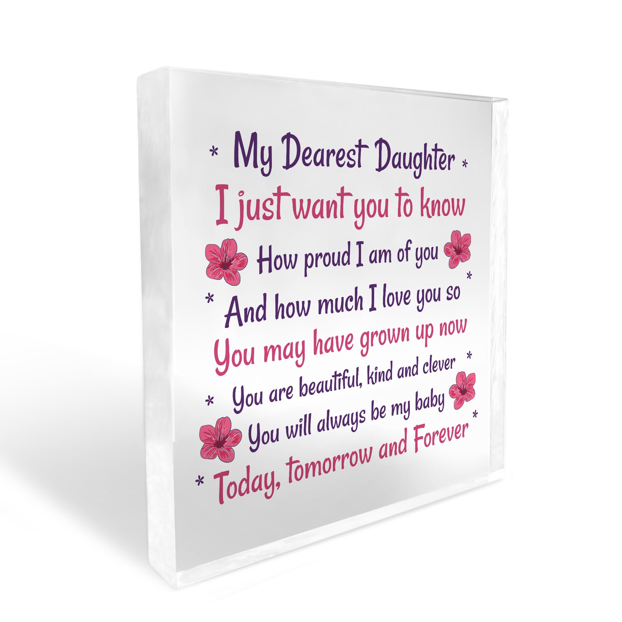 Red Ocean Daughter Gifts Acrylic Block Dearest Daughter Christmas Birthday Gifts From Mum Dad Keepsake