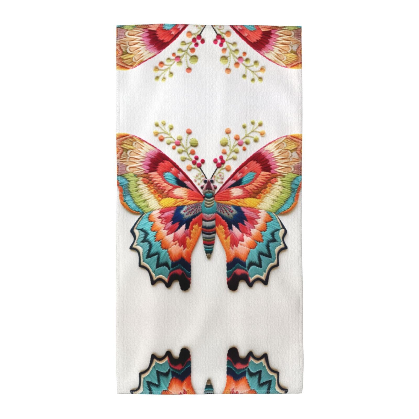 DIEzig Embroidery Colorful Butterfly Fashion Printed Long Bath Towel For Pool Side Seaside Holiday