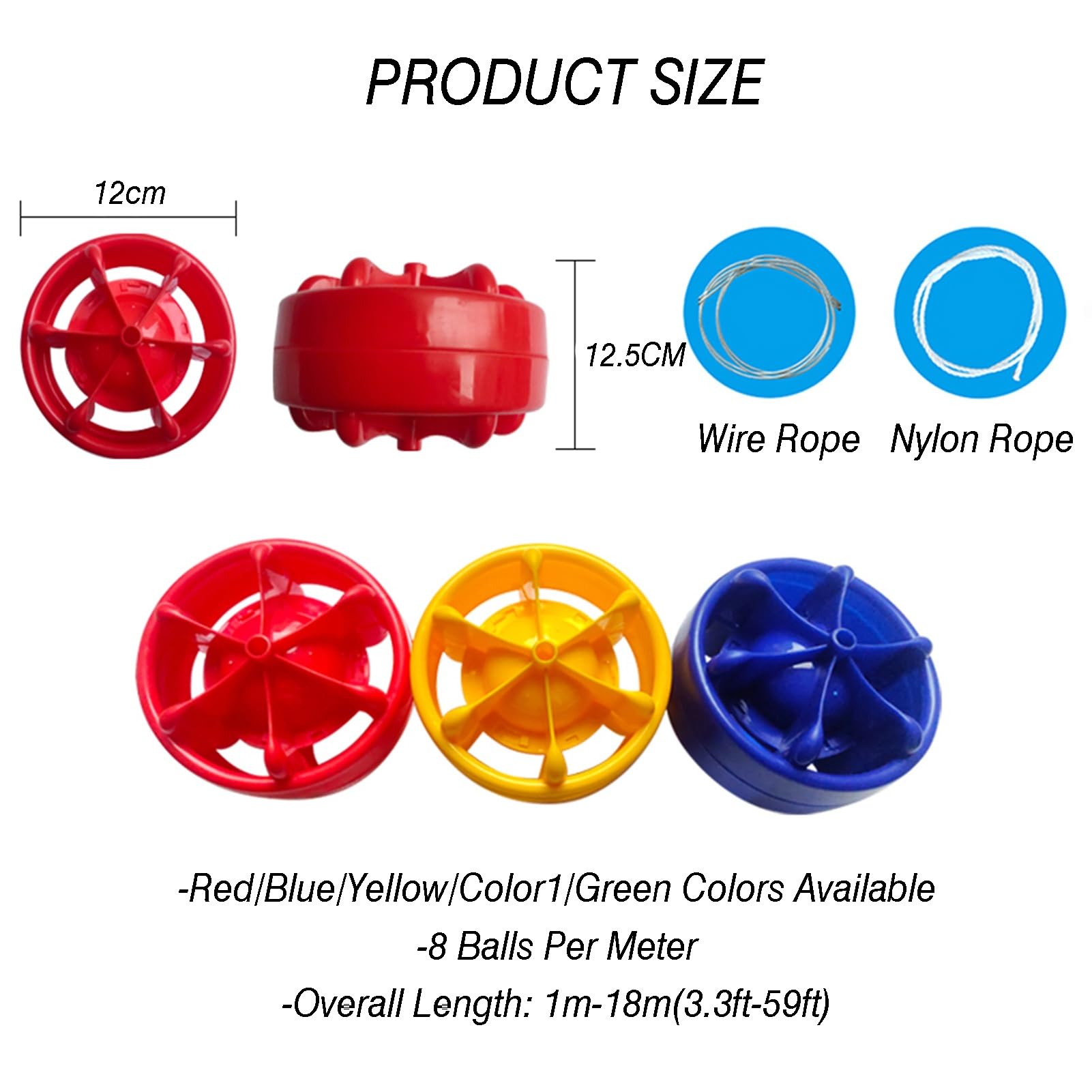 Generico Linea divisoria di Sicurezza della Piscina, Linea Segnalazione | Corda di sicurezza preassemblata, divisore for estremità poco profonda con ganci(Nylon rope,12 meter)