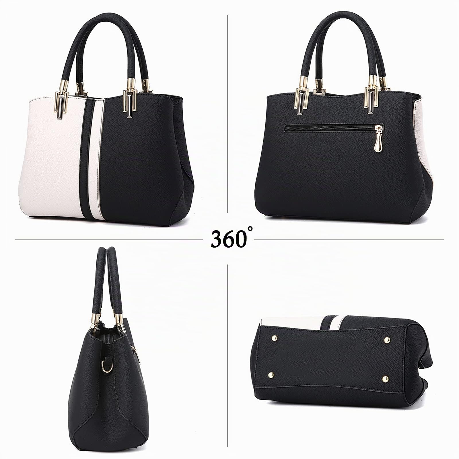 FANDARE Retro Bolsos de Mujer Bandolera PU Cuero Impermeable Portátiles 12.9 Pulgadas Laptop Bolso Mano Hombro Cruzado Remache Gran Capacidad Señora para Viaje Trabajo Escuela Compras