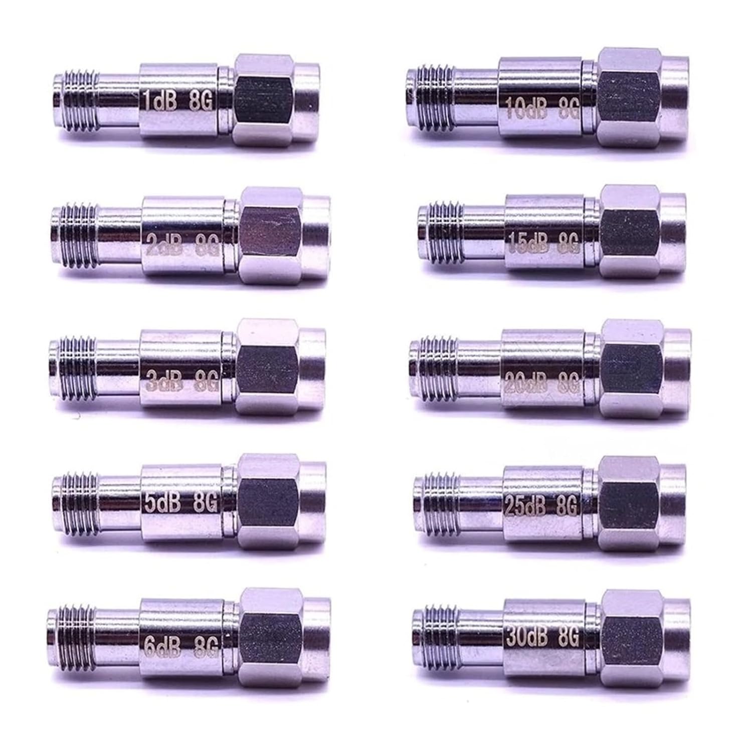 SMA減衰器 2W DC-8GHz 同軸固定減衰器 1dBi 3dBi 5dBi 10dBi 20dBi 30dBi 50dBi 6