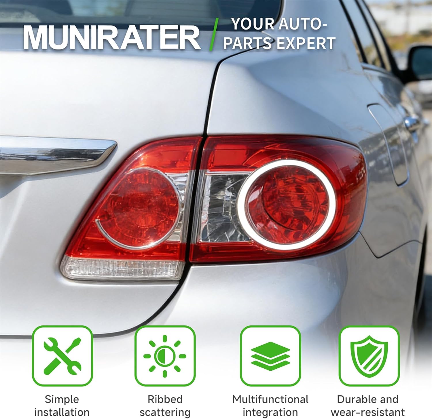 munirater Rear Right Side Brake Tail Lights Replacement for Corolla 2011-2013 8155002580 TO2805111