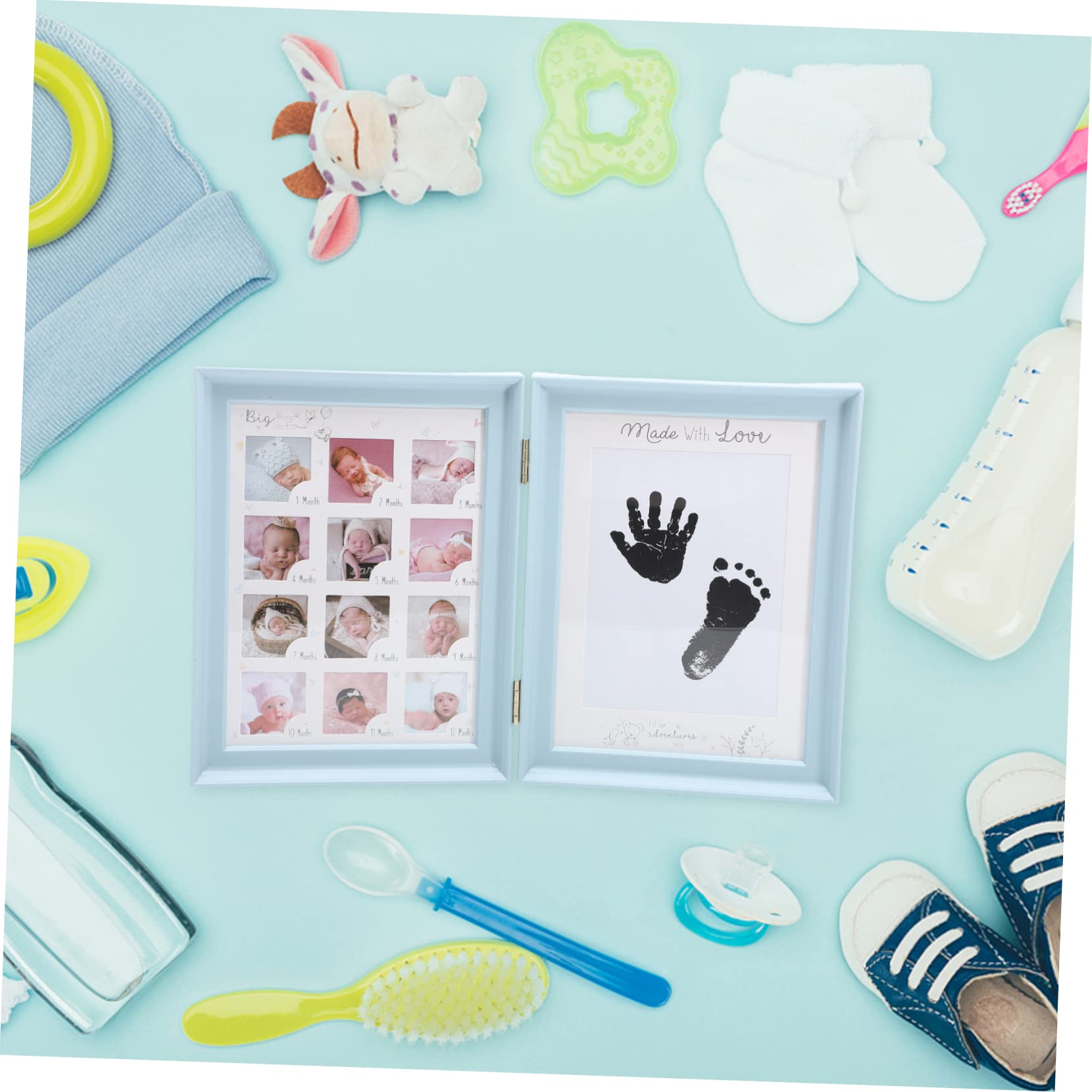 Yardwe 2 Piezas Marco de Fotos para Recien Nacido con Soporte para de Manos y Pies Duradero para Aniversario de Primer Año Cuadro para Recuerdos de Crecimiento Infantil