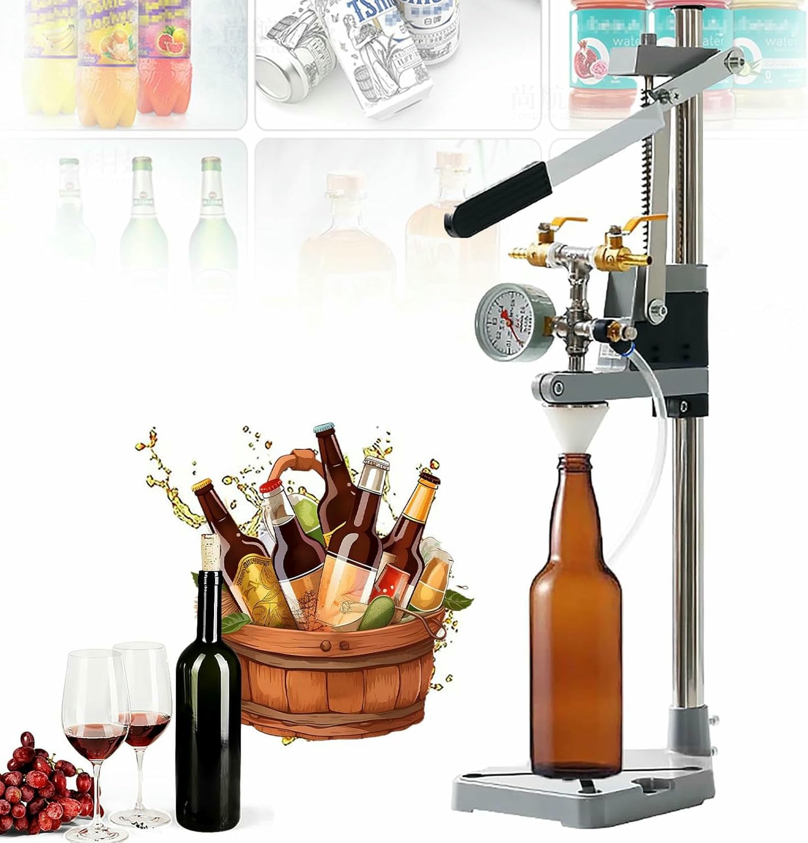 Máquina llenadora manual para cerveza y vino líquida, ideal para productores caseros