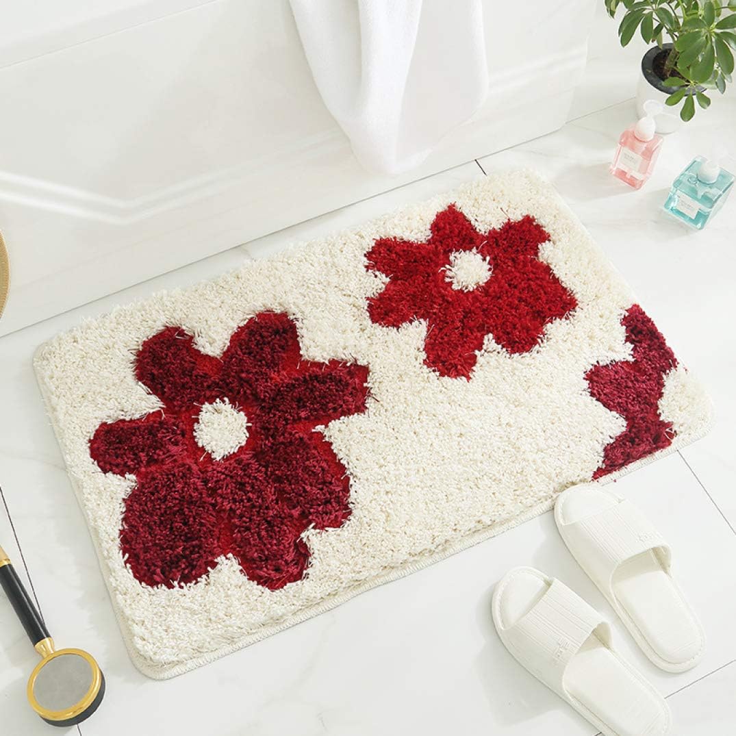 玄関マット花柄 屋内 室内 バスマット ふわふわ 45 65cm 北欧 滑り止め 丸洗い可能
