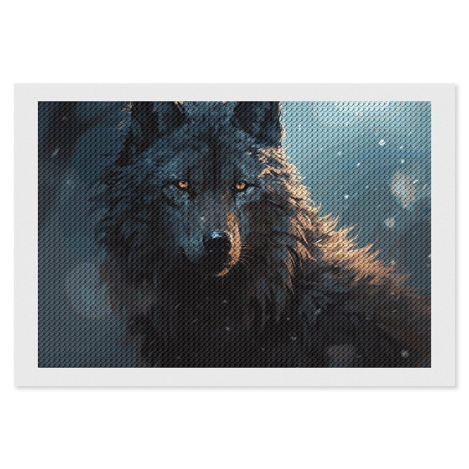 NONHAI Diamond Painting Kits for Adults - DIY Diamond Art Kits for Beginners - Full 5D Paint Drill Diamond Dots Paintings- Fantasy Wolf Diamonds Pictures Gem Art and Craft Wall Decor 8"x12"