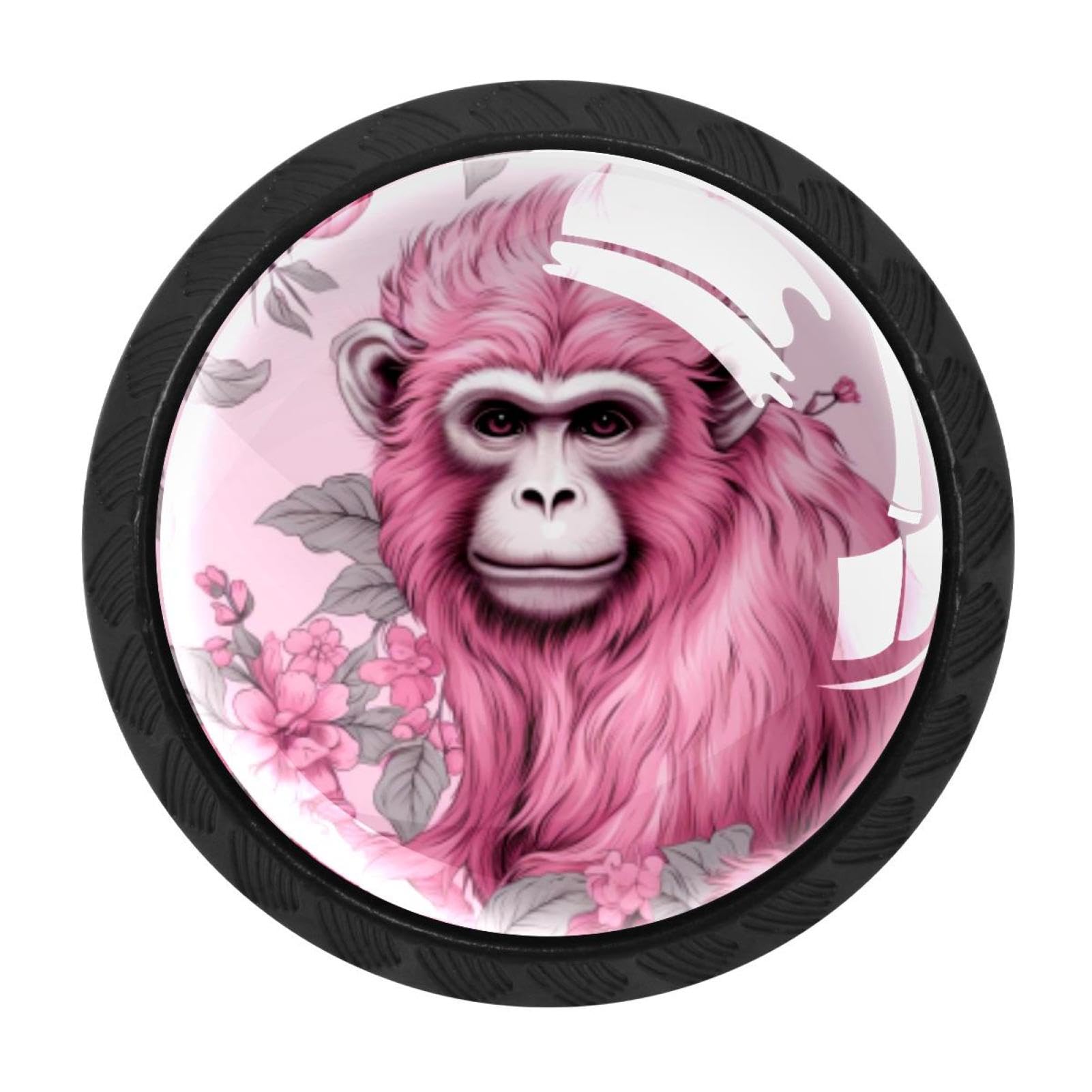 Chenzzzz Multicolored 09 4 Pcs Pink Monkey Orangutan Crystal Glass Cabinet Knob Drawer Pull Handle For Kitchen Cupboard Dresser Wardrobe Etc